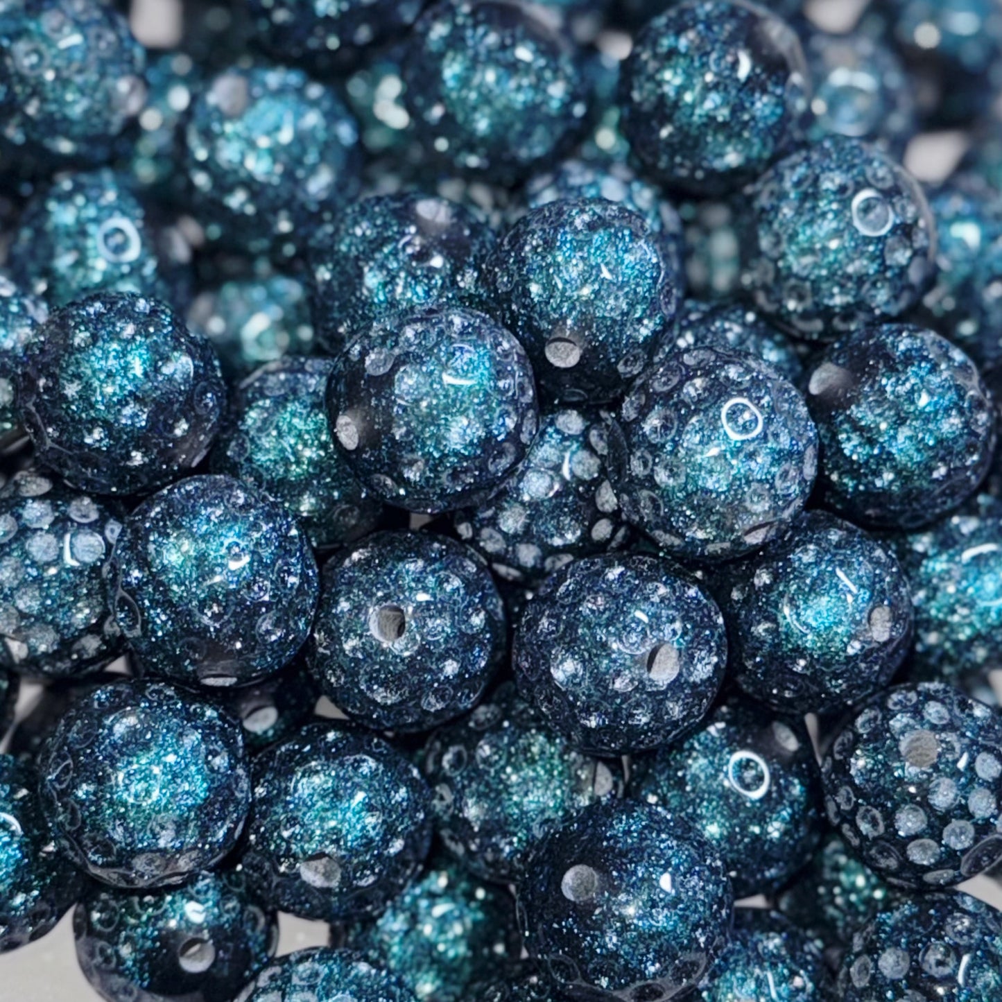 Iridescent Blue Moon Crest 16mm Resin Bead