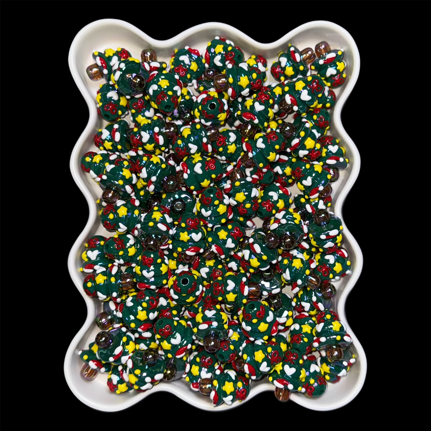Painted Bubble Christmas Tree 22mm Bead
