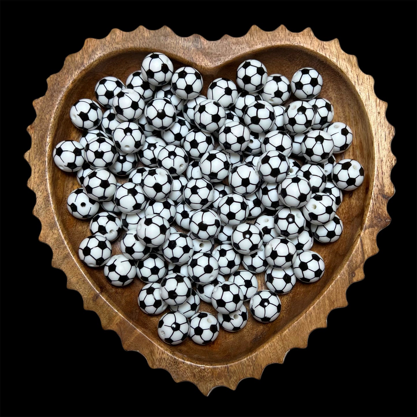 Soccer Ball Silicone 15mm Printed Bead
