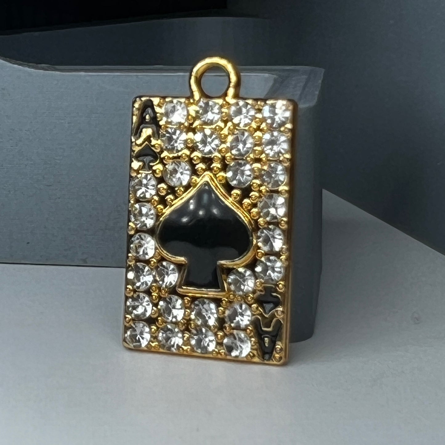 Gold Spade Rhinestone Charm