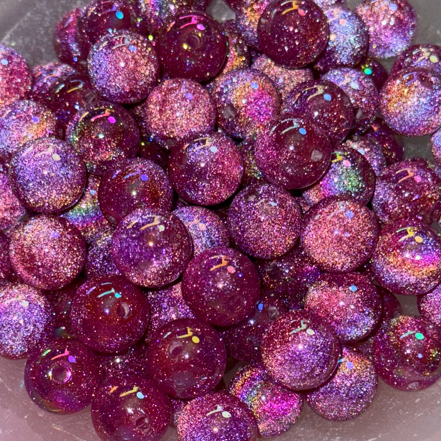 UV Glitter Barb Pink 16mm Resin Bead