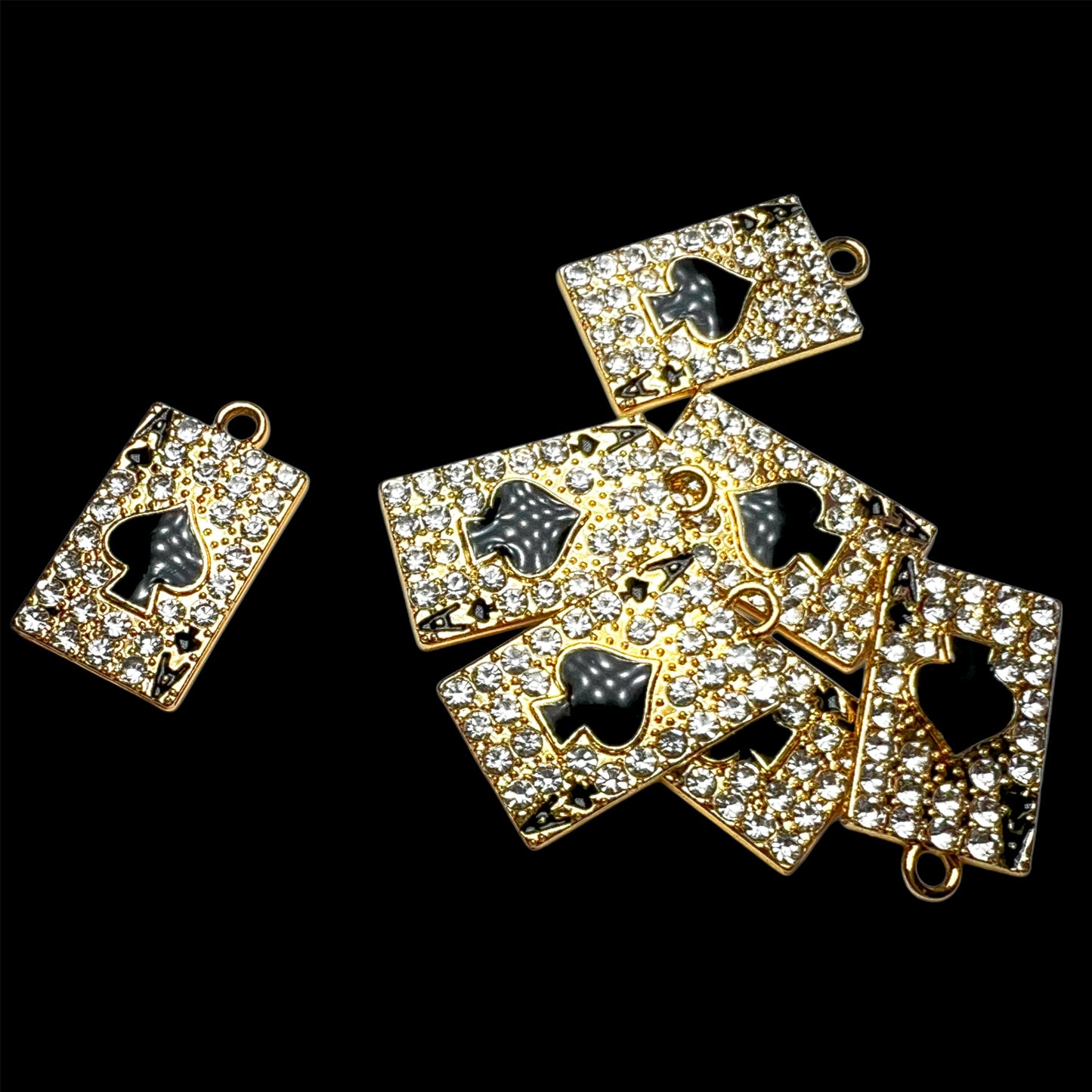 Gold Spade Rhinestone Charm