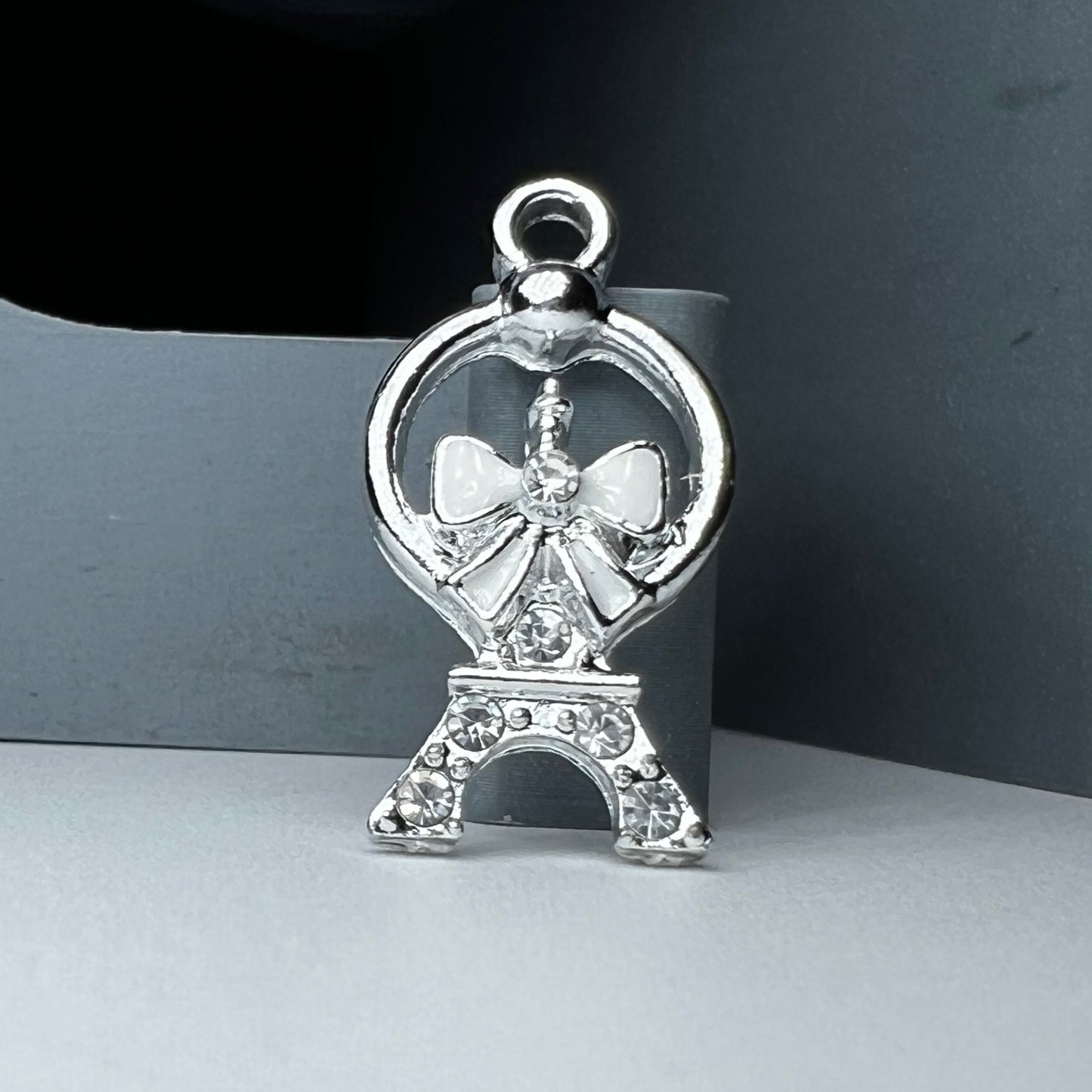 Silver Eiffel Tower Rhinestone Charm