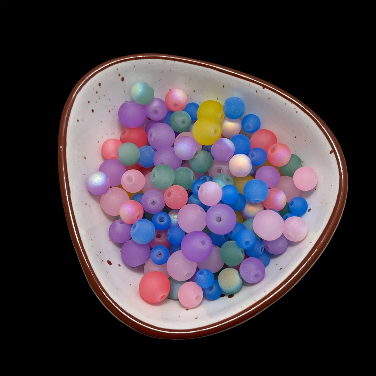Matte Cat Eye Rainbow Glass Bead Size Mix