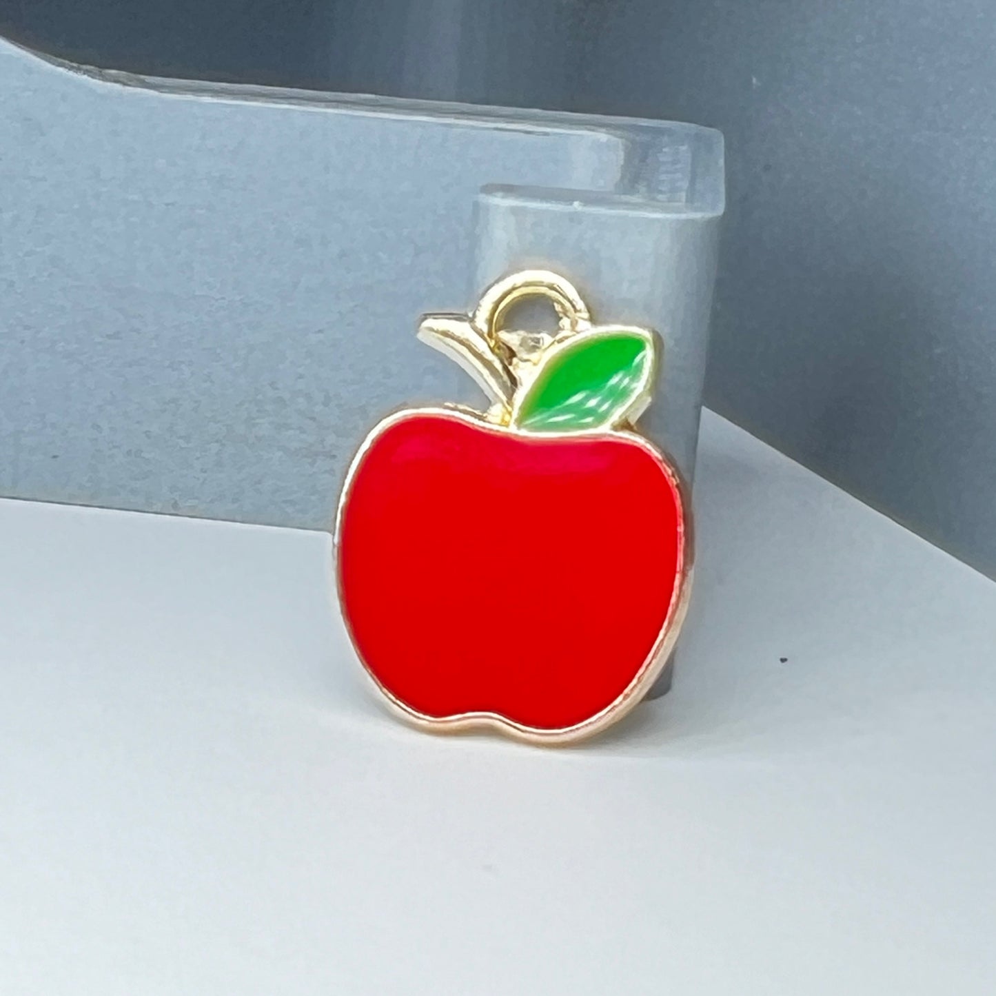 Gold Bright Red Apple Charm