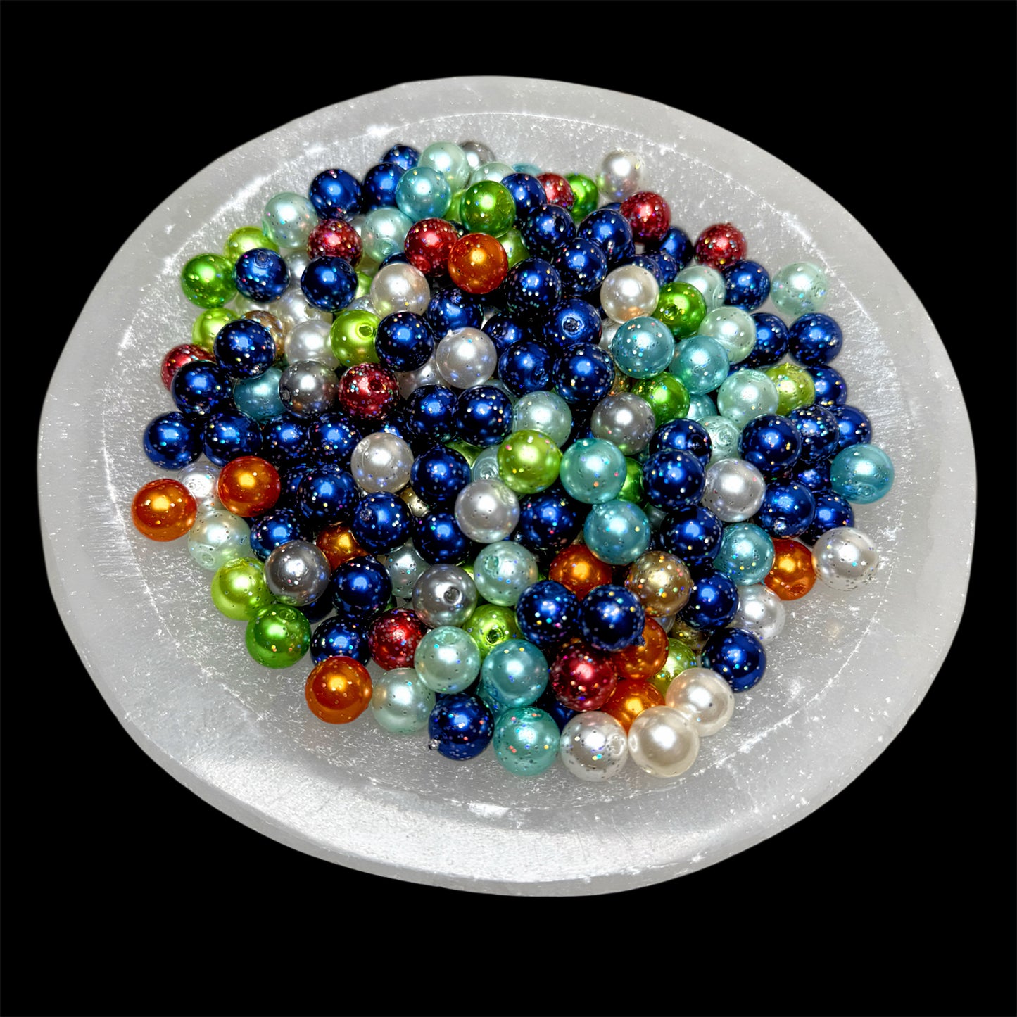 10mm "Mixed" Glitter Pearl Beads (NFP)