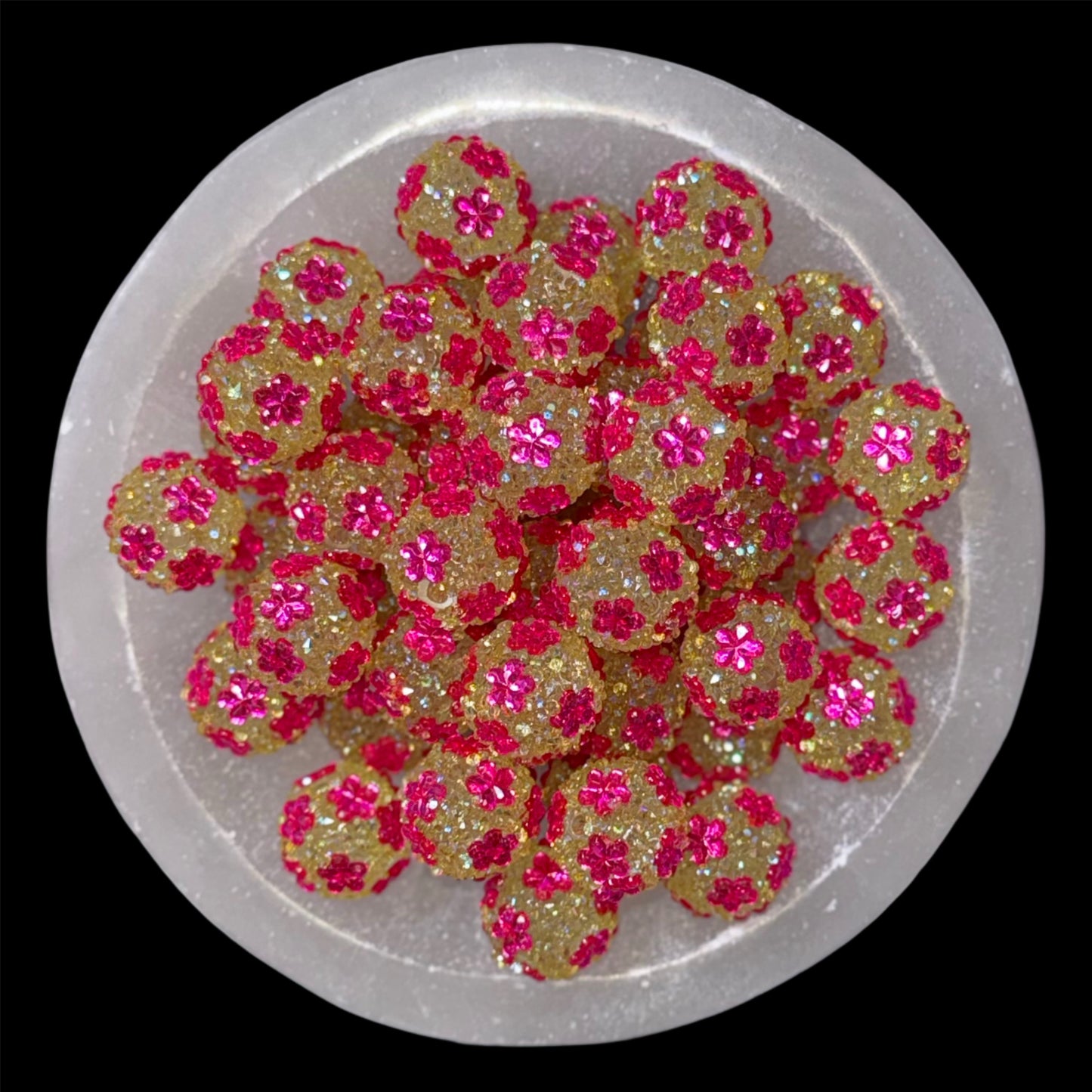 Honey Sass Floral Rhinestone Acrylic Bead (1 Count)