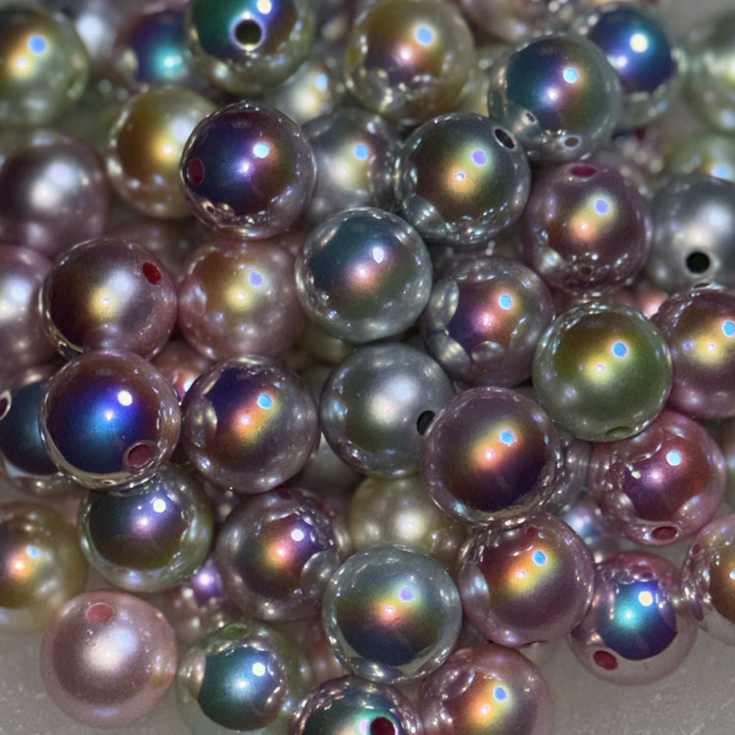 Pearl Chrome Coated 16mm Acrylic Bead