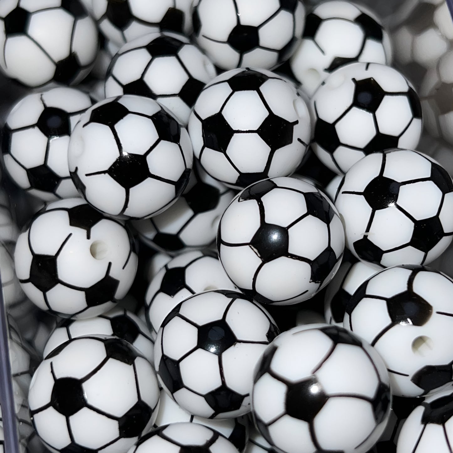 Soccer Ball Silicone 15mm Printed Bead