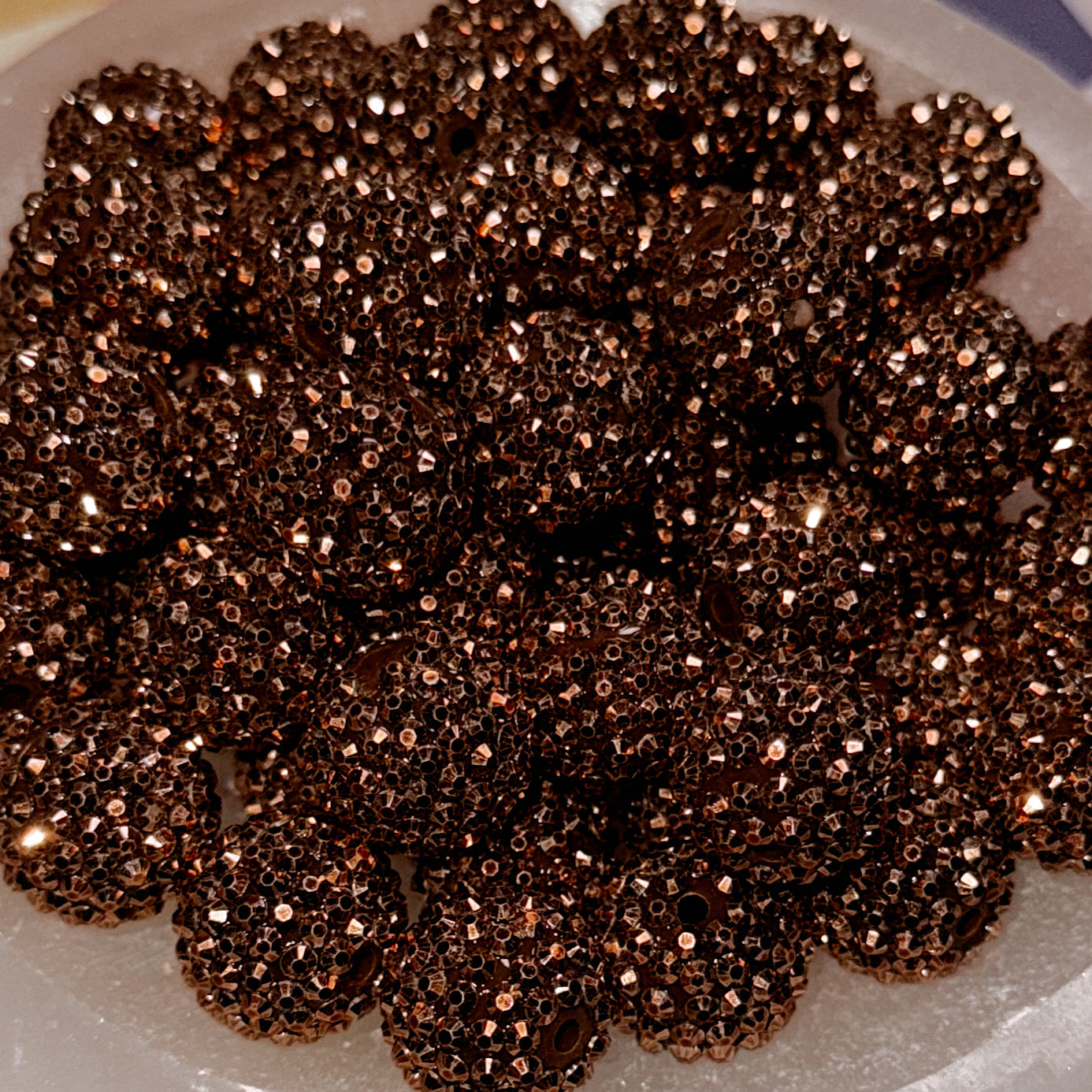"Chrome Brown" Rhinestone Acrylic Bead (1 Count)