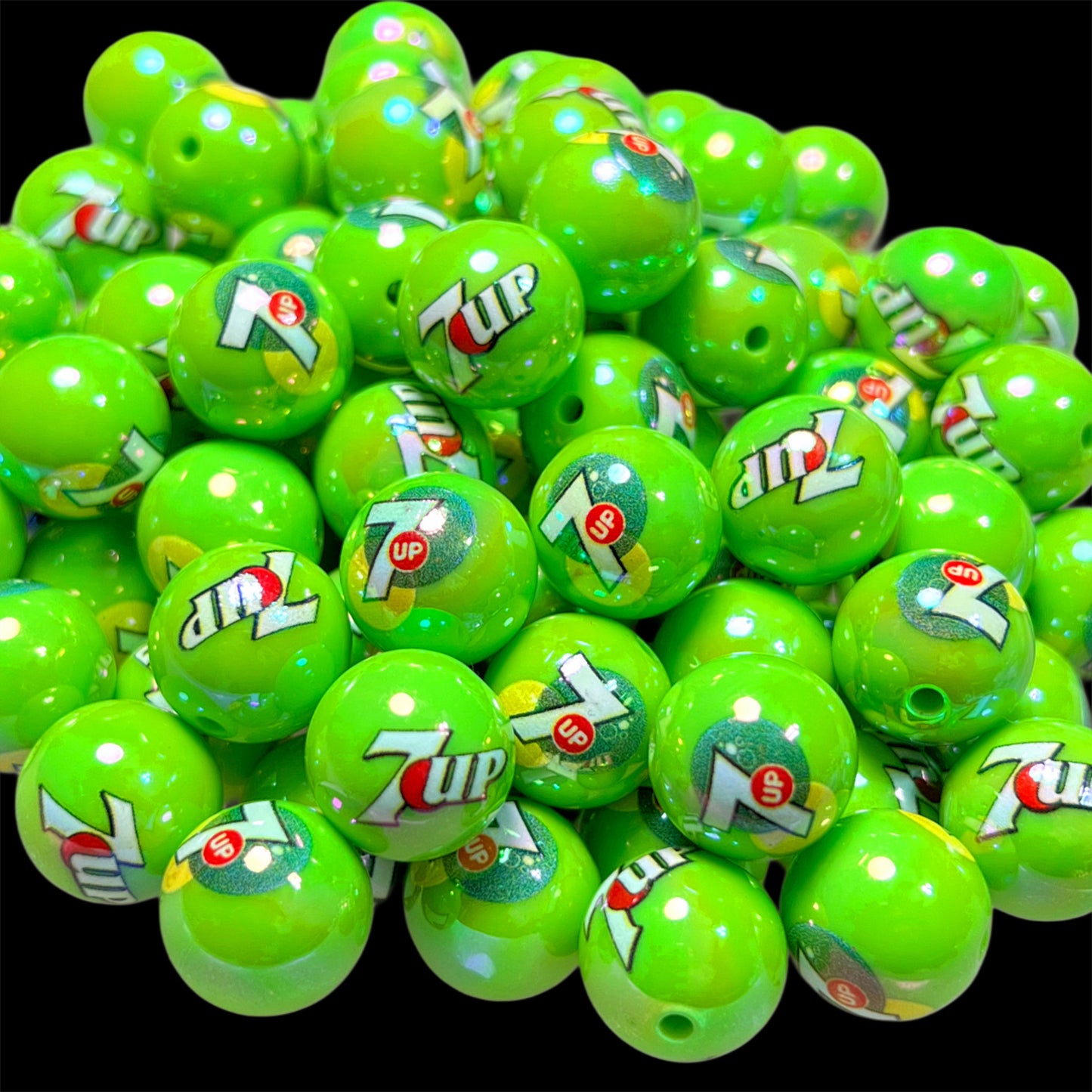 Soda "7up" Acrylic Printed Bead
