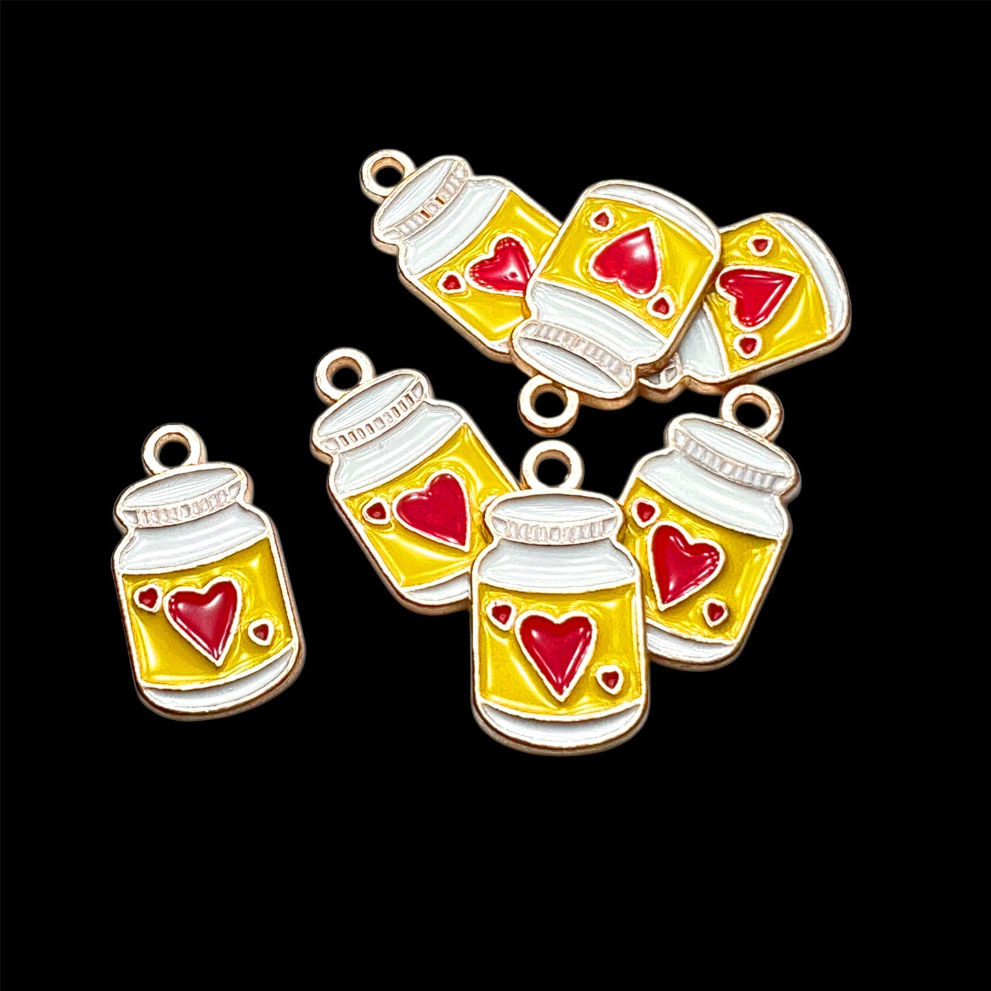 Gold Medicine Bottle Yellow with Red Heart