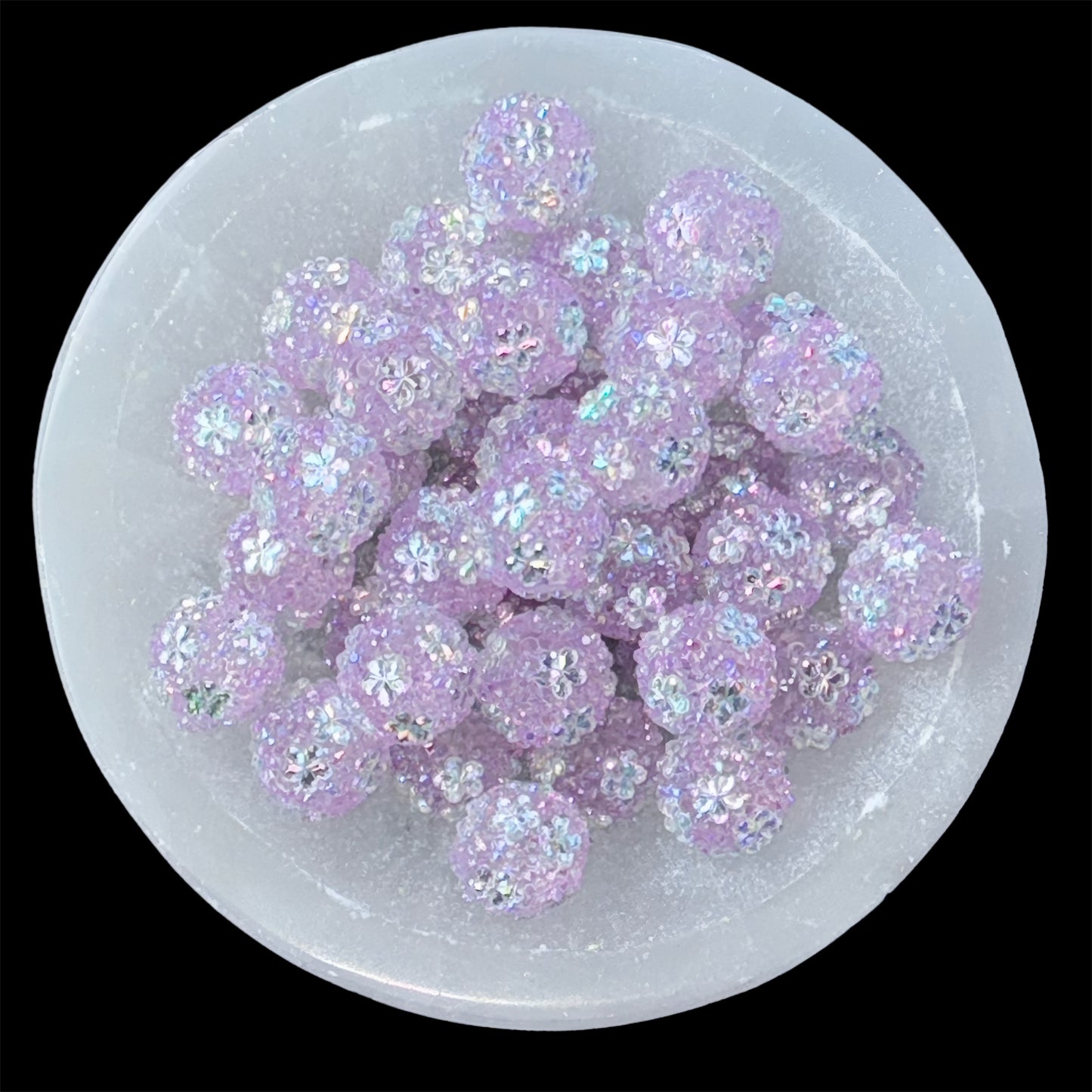 Lilac Floral Rhinestone Acrylic Bead (1 Count)