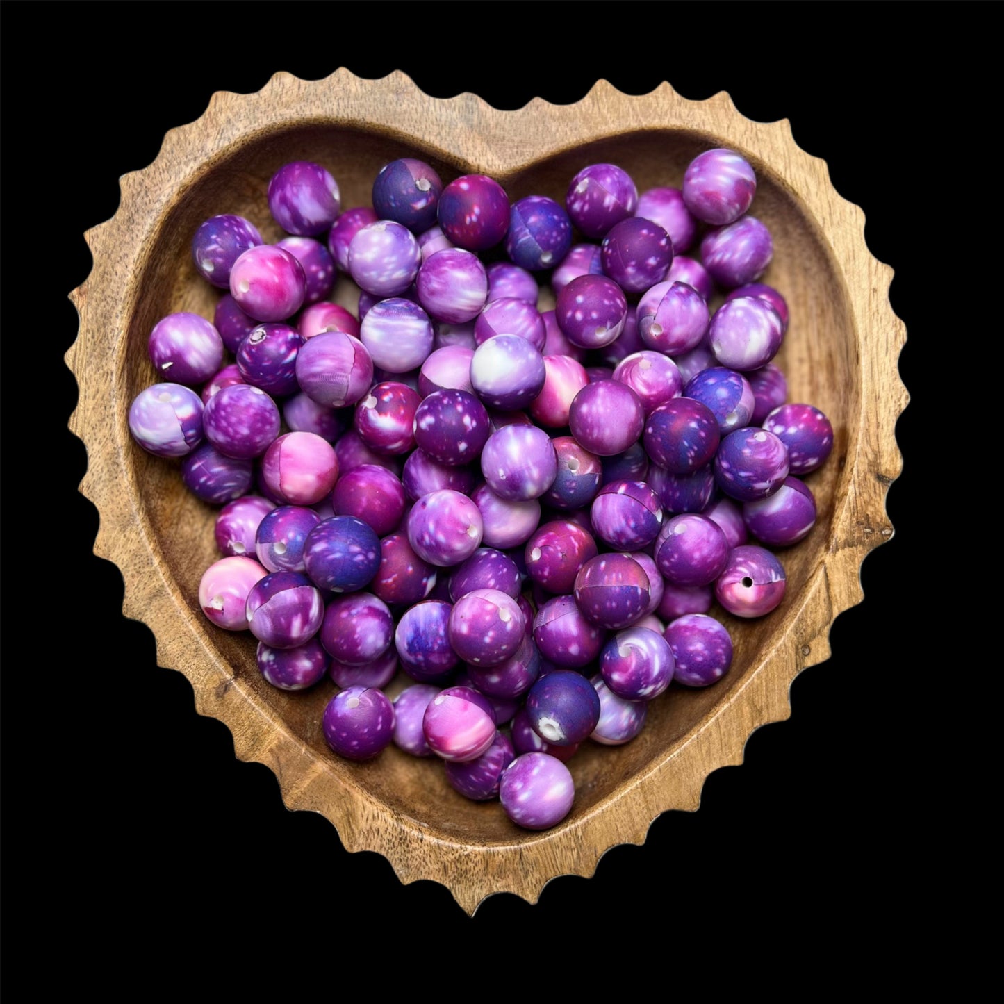 Purple Galaxy Silicone 15mm Printed Bead
