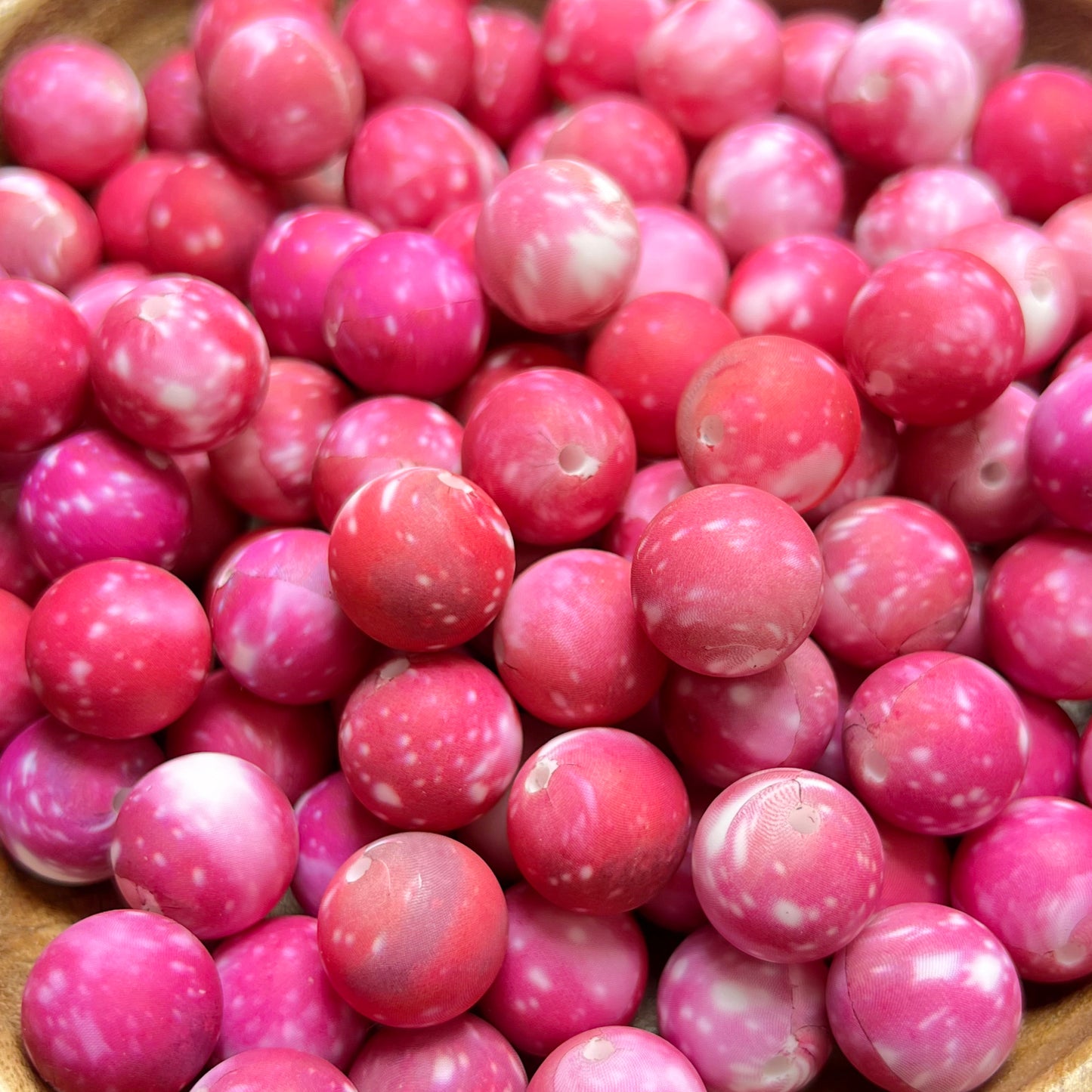 Pink Galaxy Silicone 15mm Printed Bead