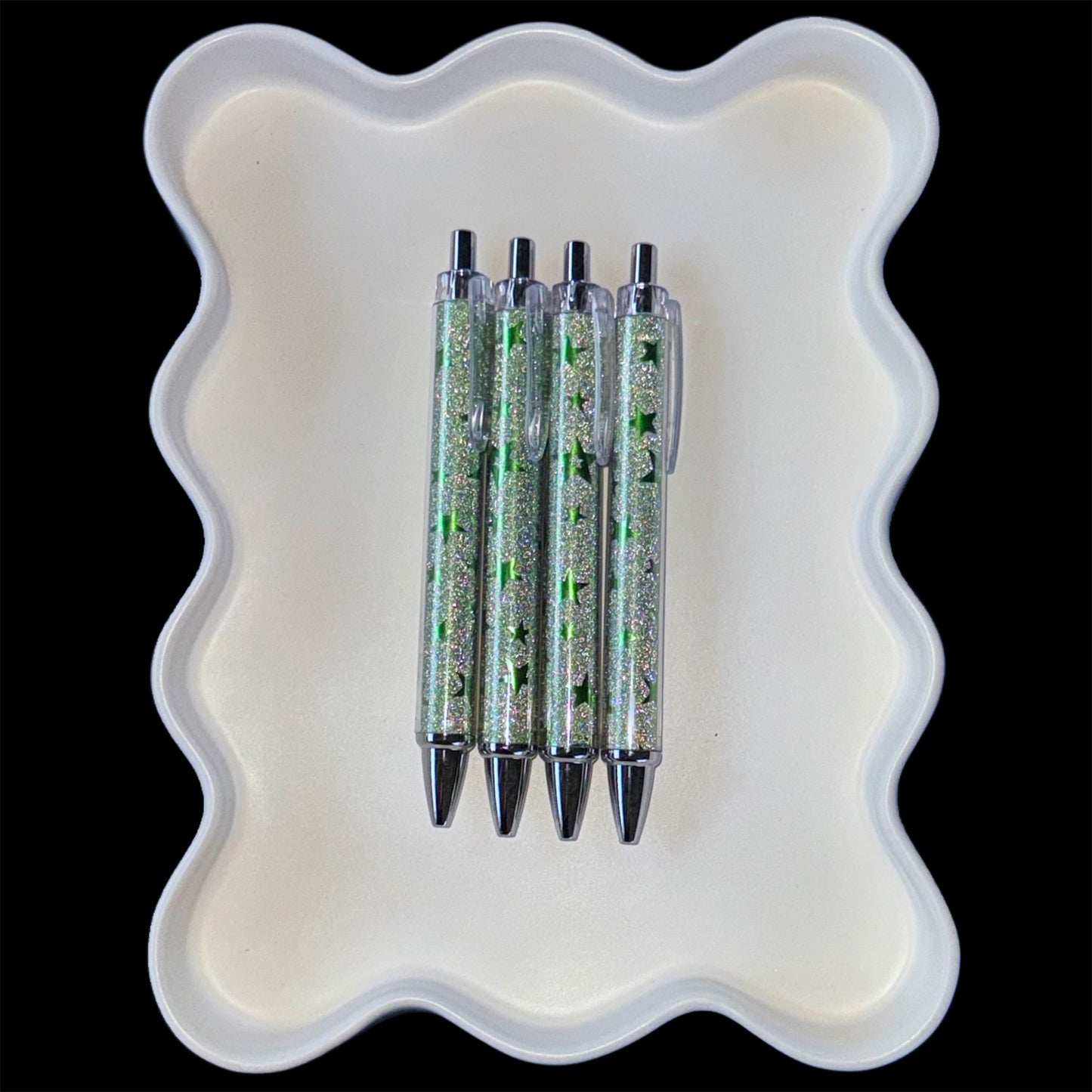 Green Mint Star Metallic Click Pens