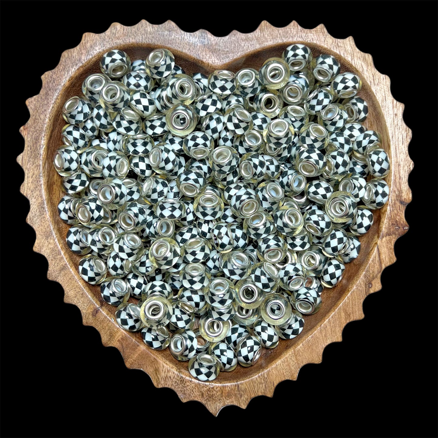 B/W Diagonal Checkered Acrylic Spacer Mix