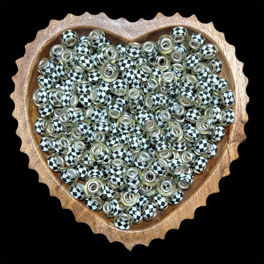 B/W Diagonal Checkered Acrylic Spacer Mix