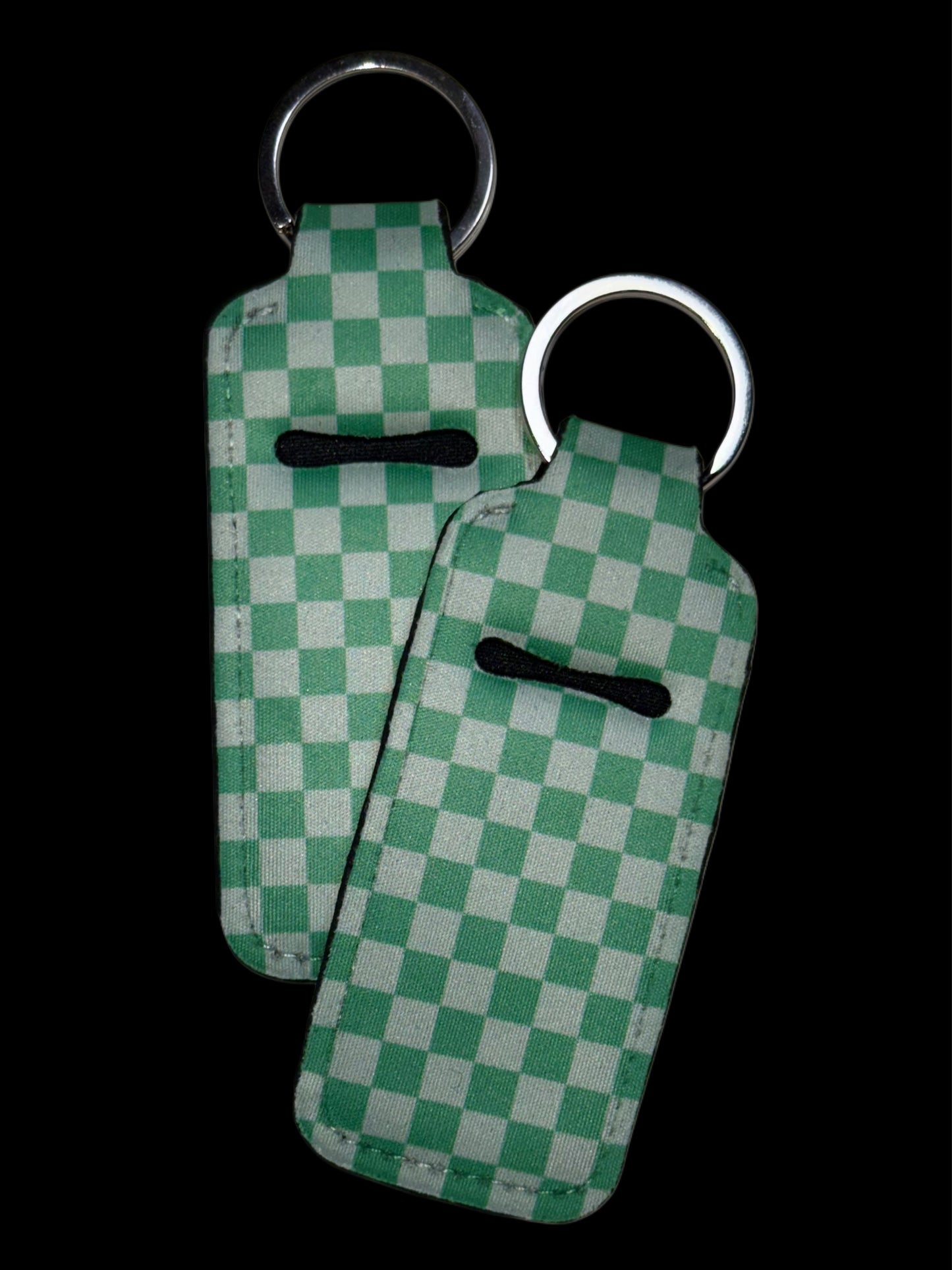 Green Checkered - Chapstick Keychain Holder