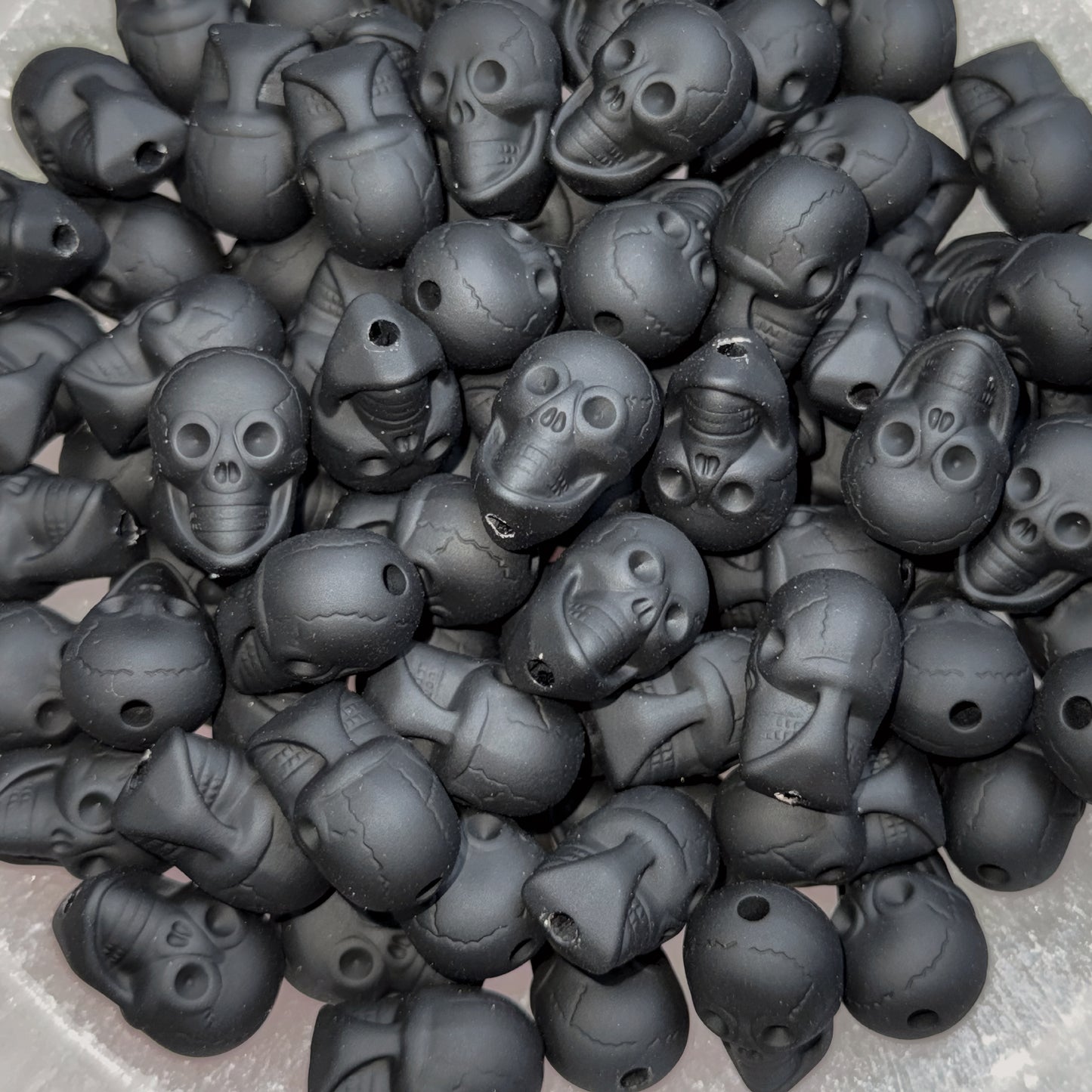Skull Matte Black 14mm Acrylic Beads