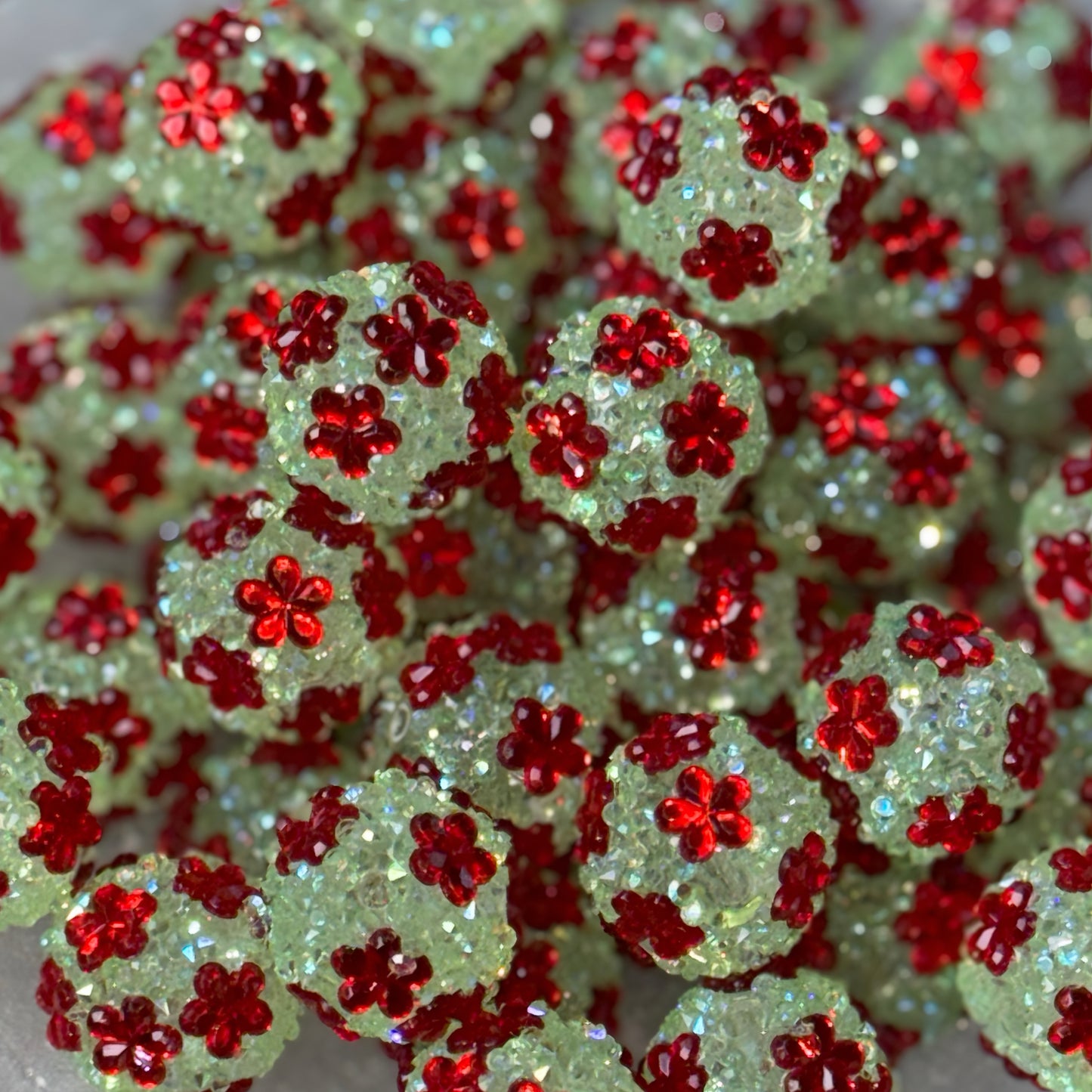 Kris Green Floral Rhinestone Acrylic Bead (1 Count)