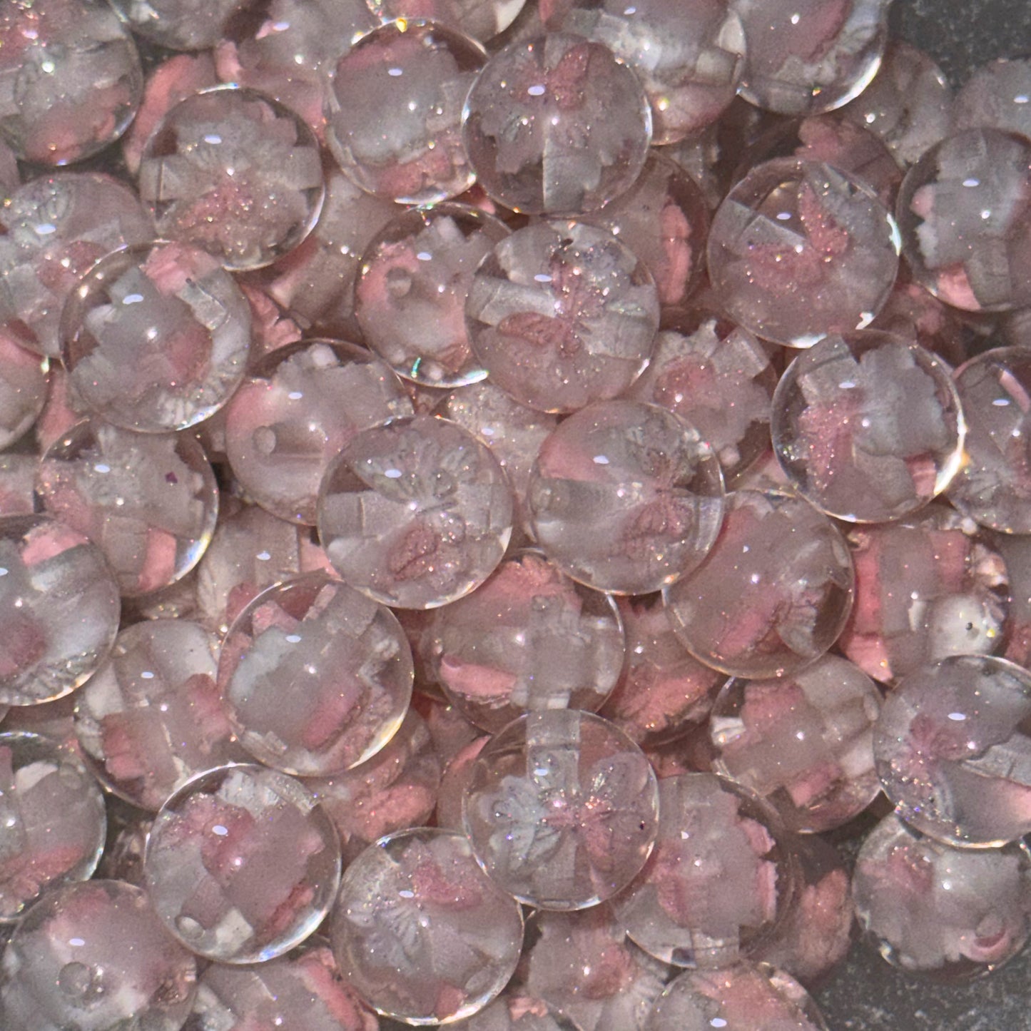 Pink & White Lumi Butterfly 16mm Bead