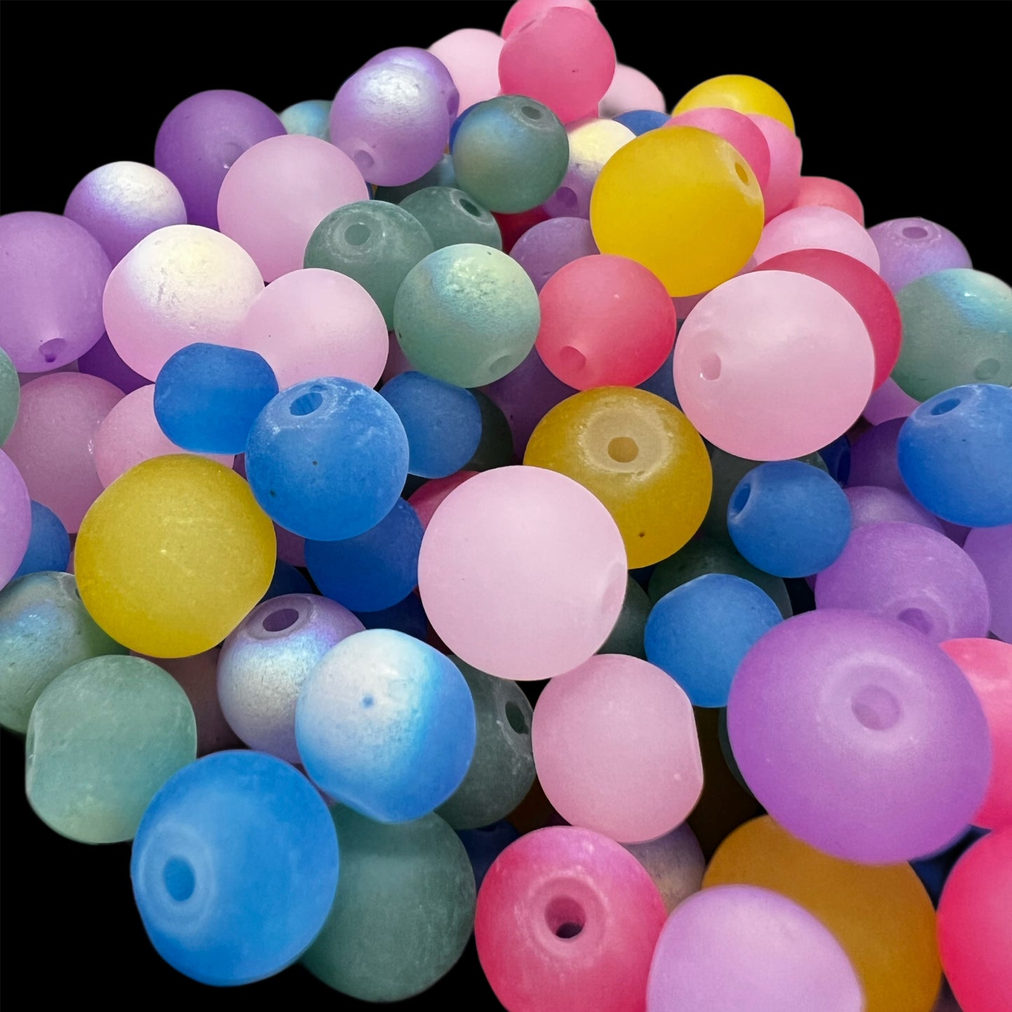 Matte Cat Eye Rainbow Glass Bead Size Mix