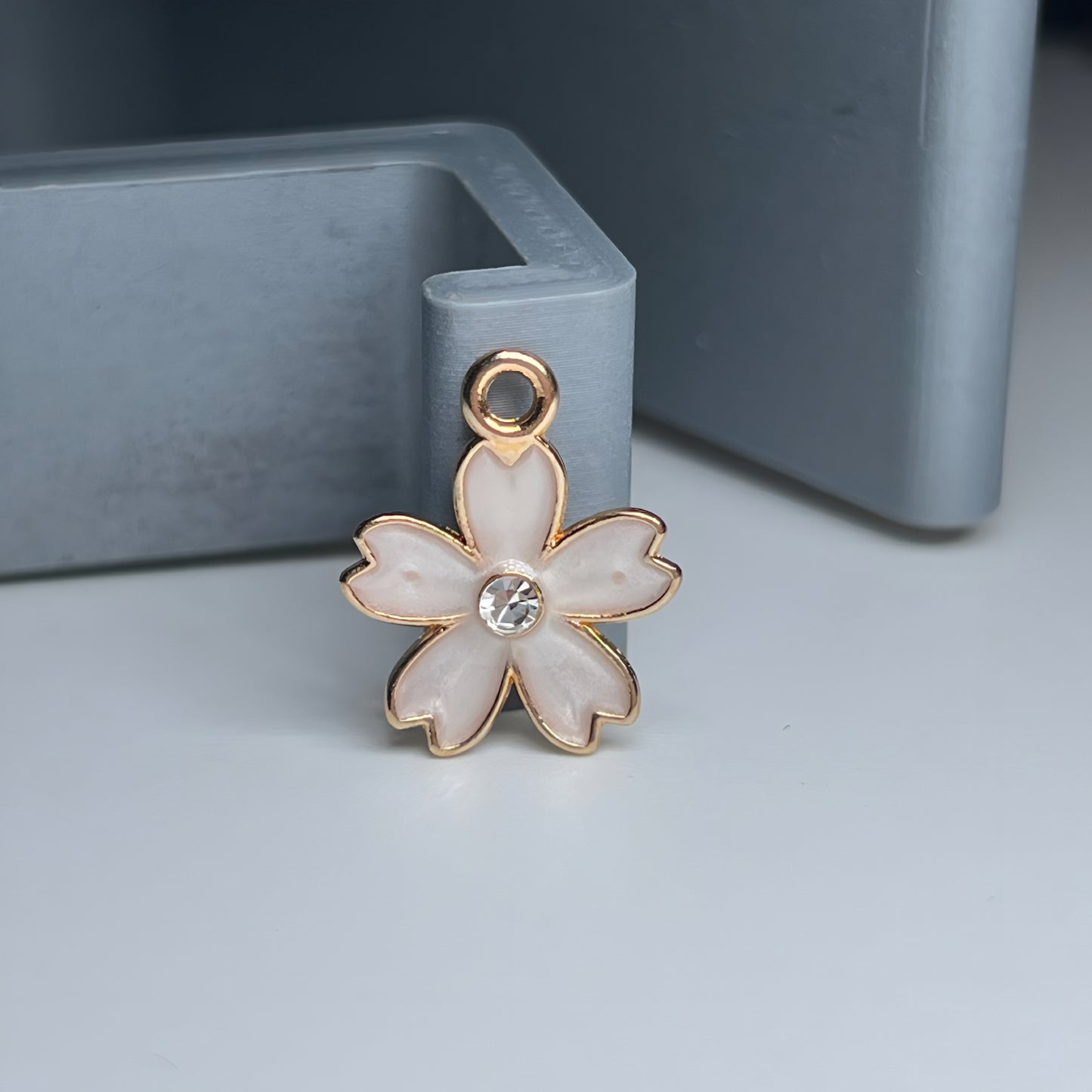 Gold Rhinestone Heart Petal Flower
