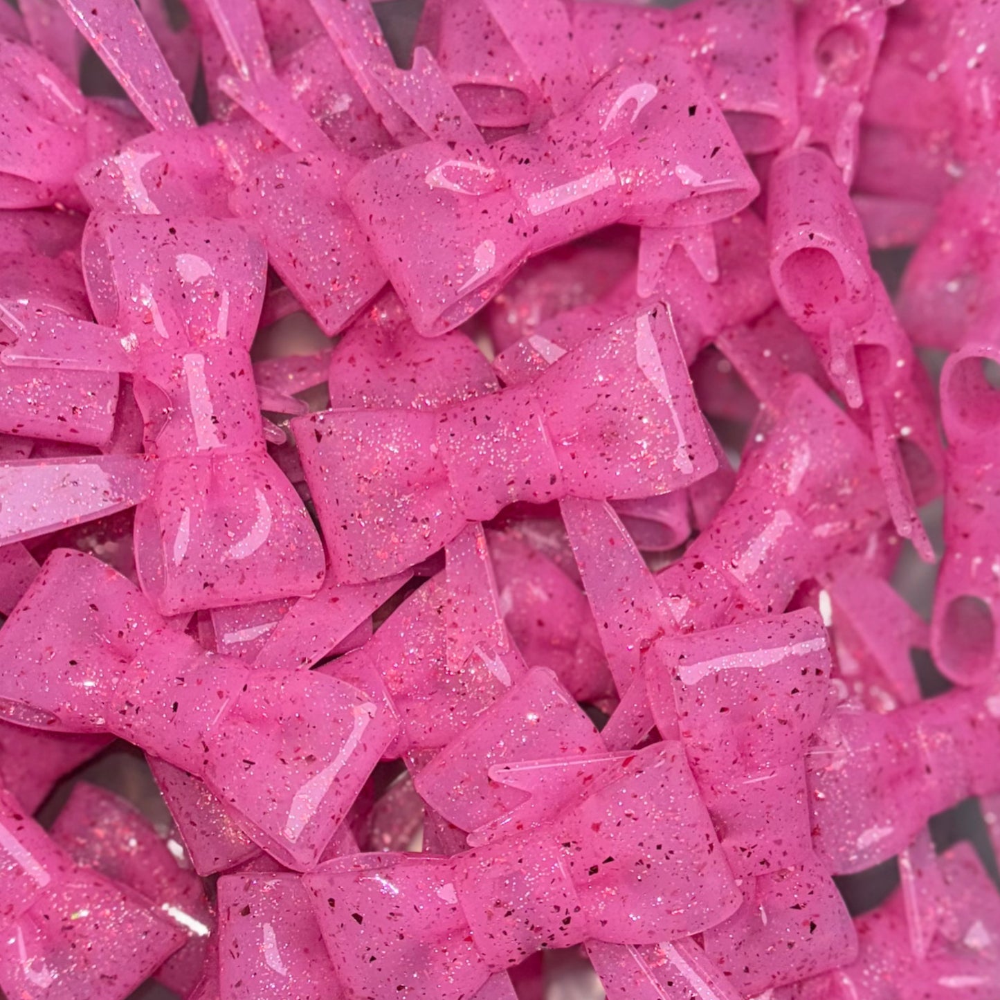 Pink Jelly Pink Flake - Shiny 3D Bow Focal Bead