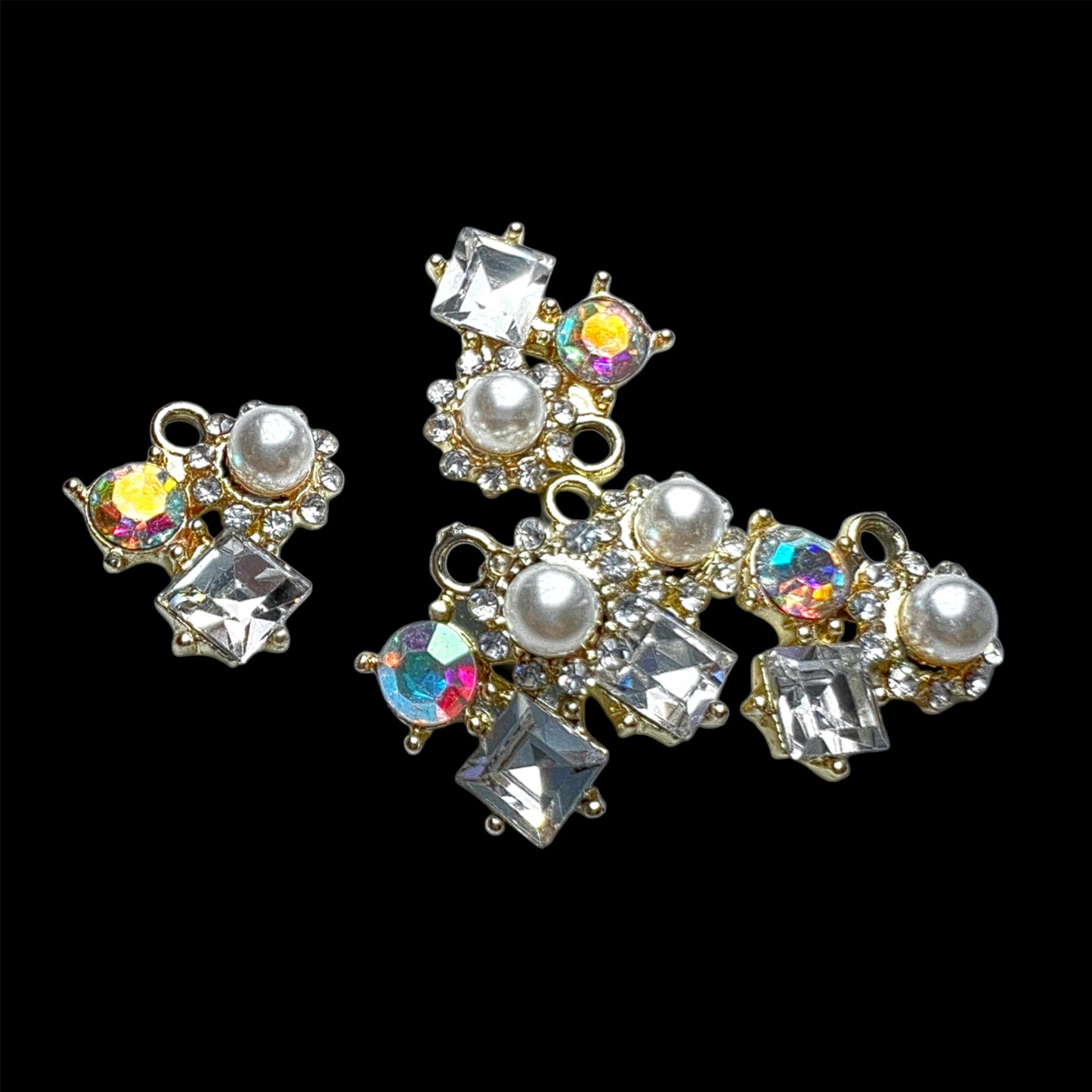 Silver Rhinestone Pearl Trio Charm