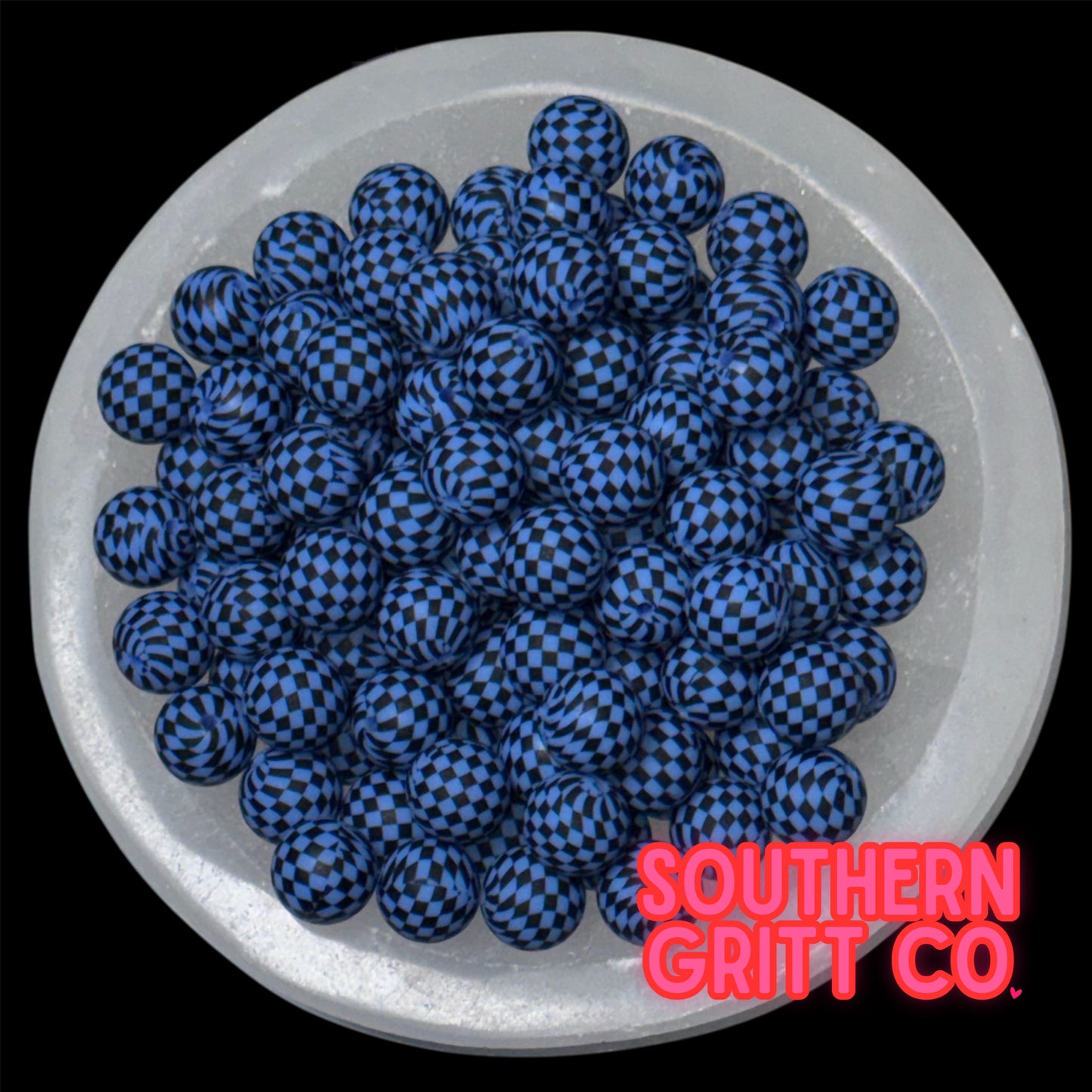Mini Cornflower Checkered Silicone 15mm Printed Bead