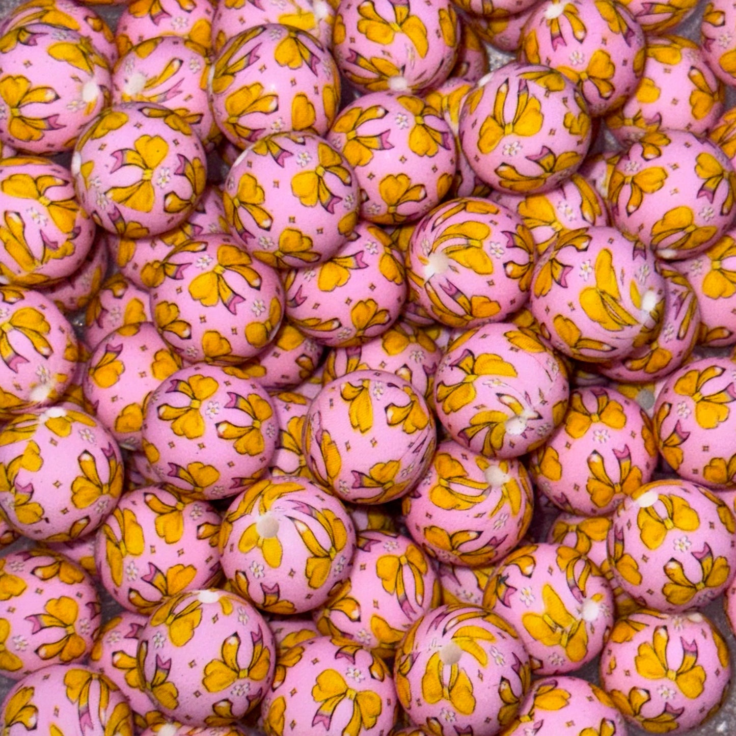 Pencil Bow Silicone 15mm Printed Bead
