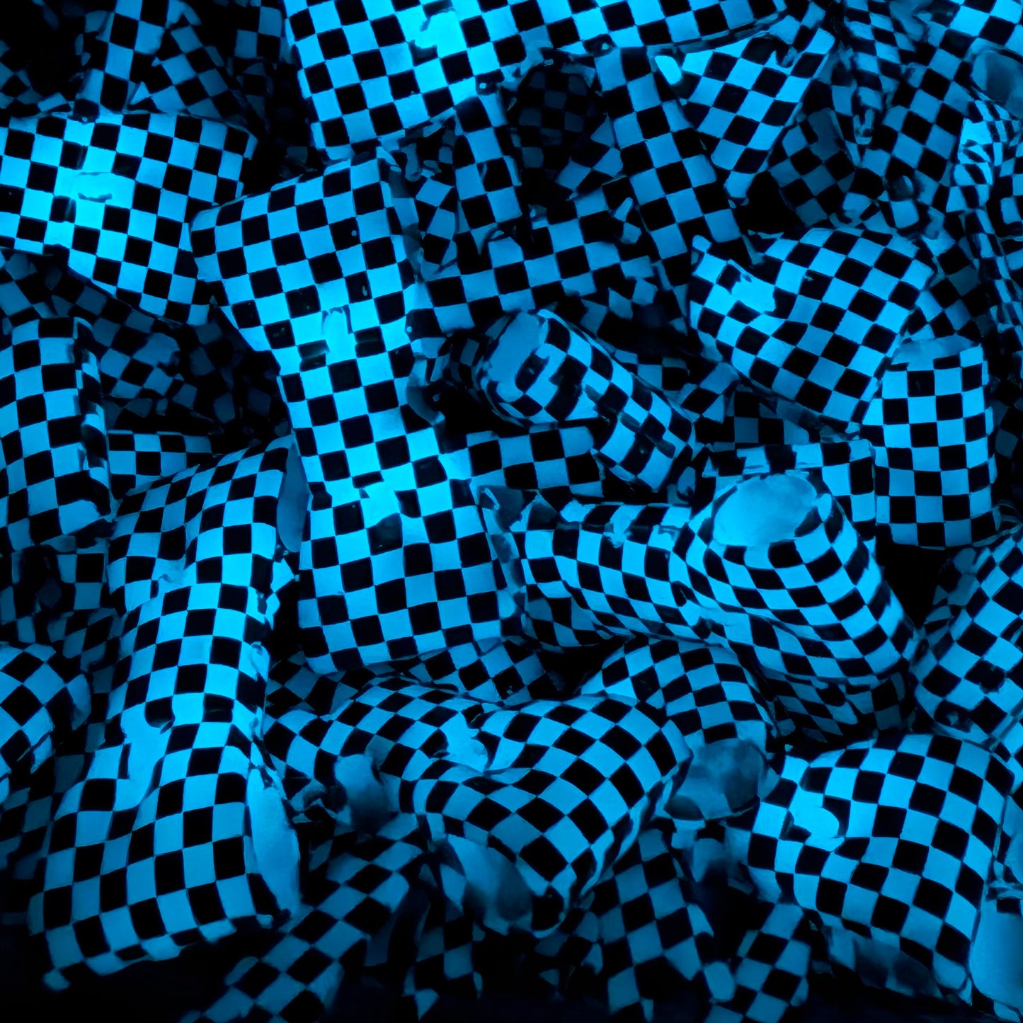 Clear Jelly, Checkered Printed - Shiny 3D Bow Focal Bead (glows in dark)
