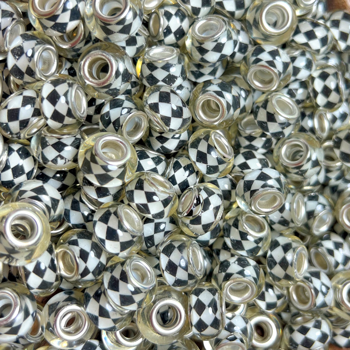 B/W Diagonal Checkered Acrylic Spacer Mix