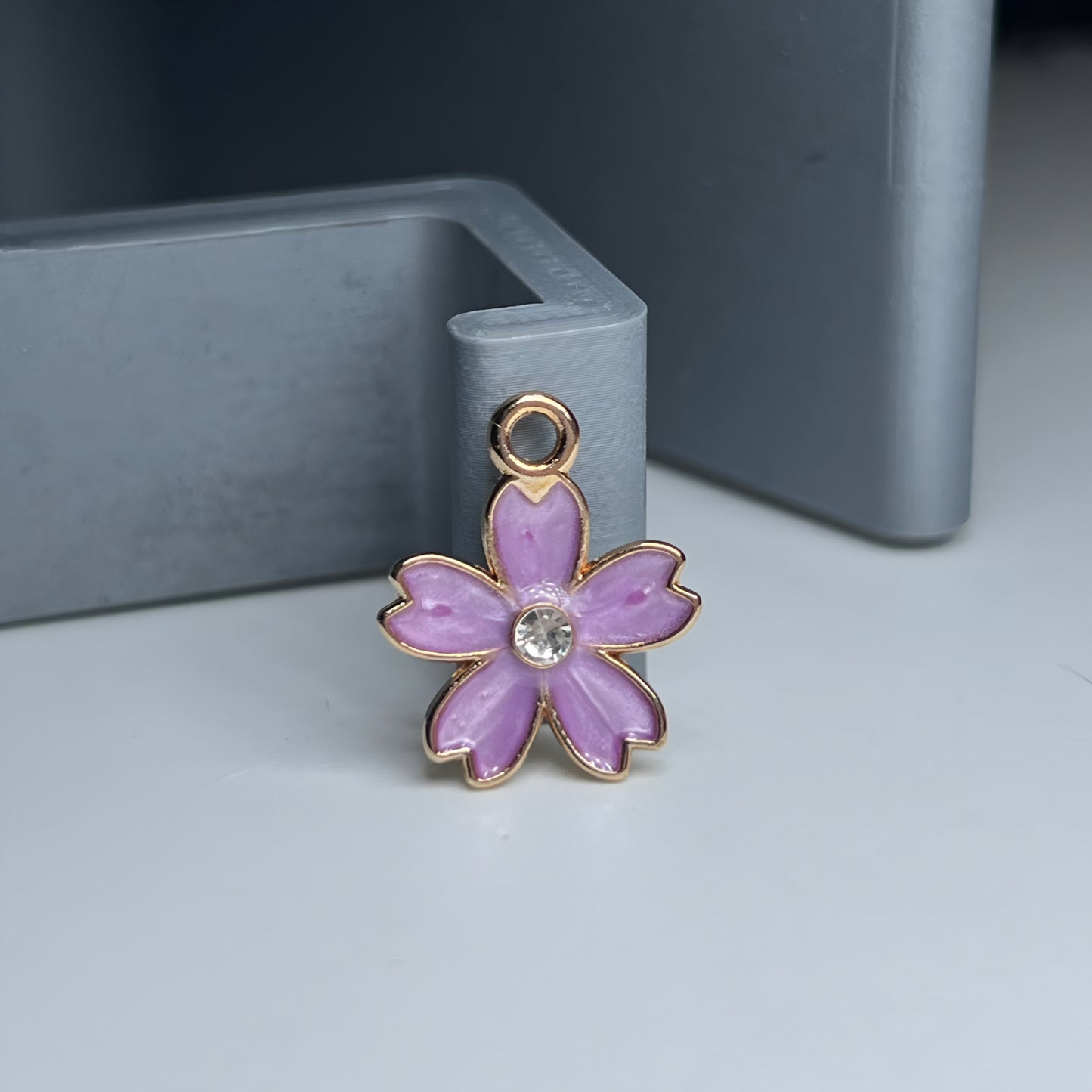 Gold Rhinestone Heart Petal Flower