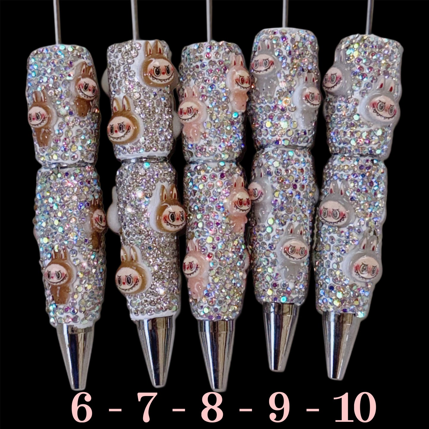 Labubu 6-10 Rhinestone Bead-able Pens NEW