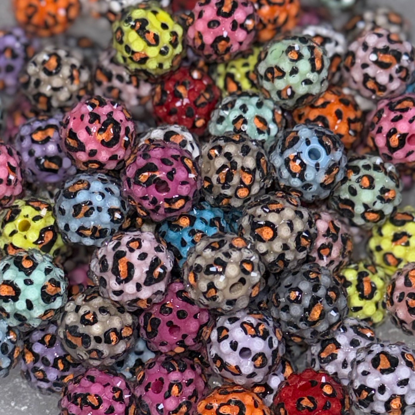 #44 Jelly Leopard 16mm Mix Rhinestone Acrylic Bead