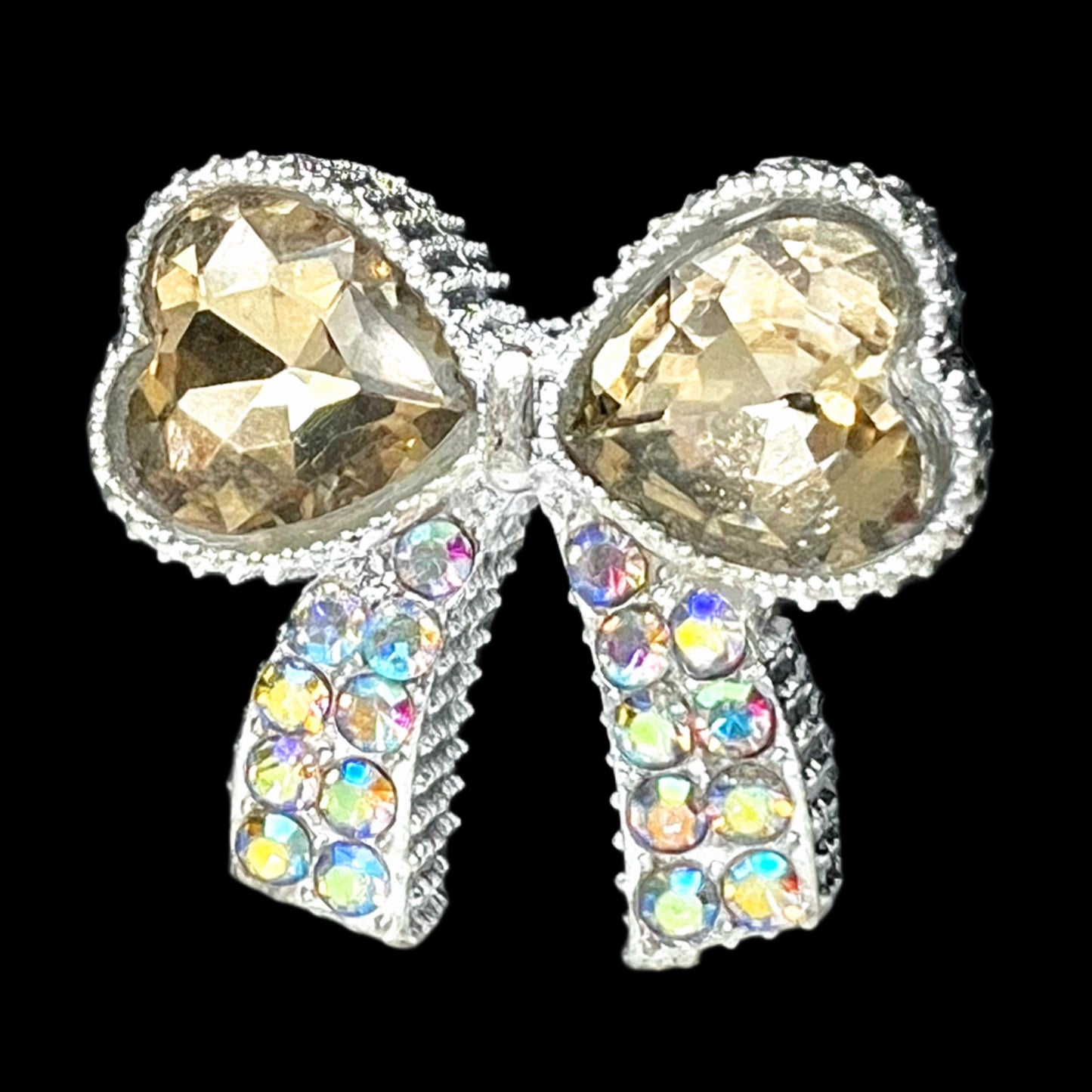 Bow Metal Rhinestone Bead