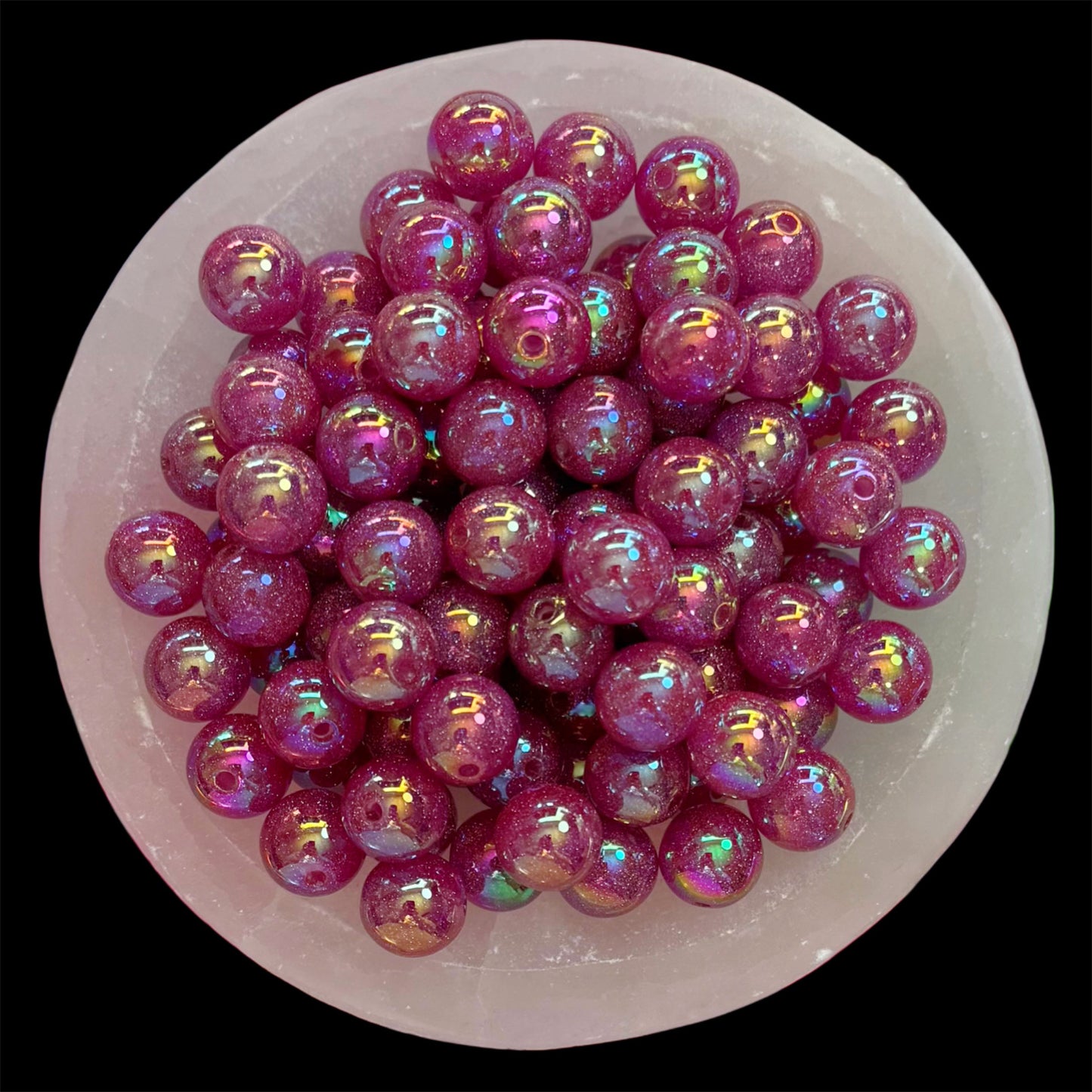 UV Glitter Barb Pink 16mm Resin Bead