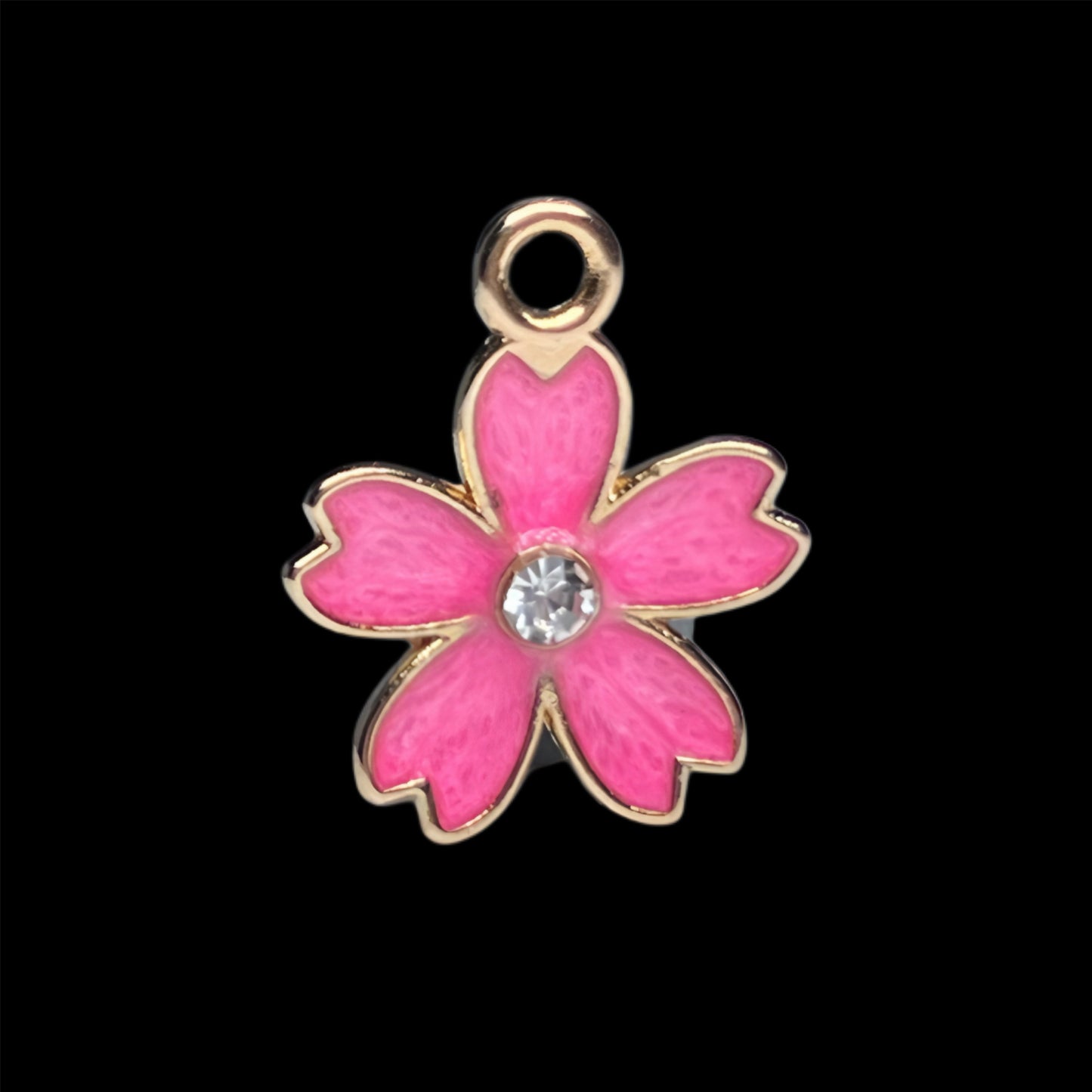 Gold Rhinestone Heart Petal Flower