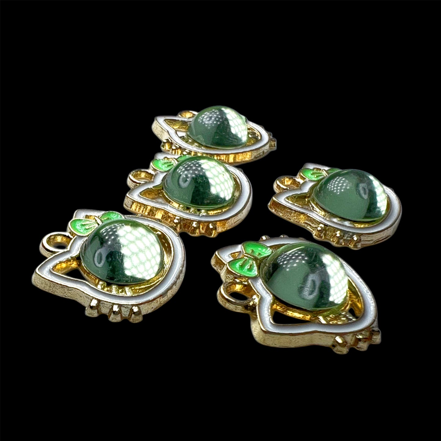 Gold HK Green Bubble Head Charm