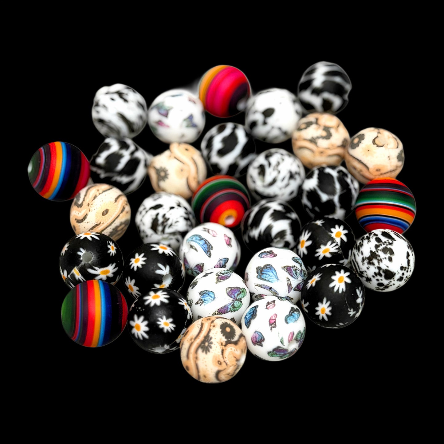 Western Mix #2 Silicone 15mm Printed Bead