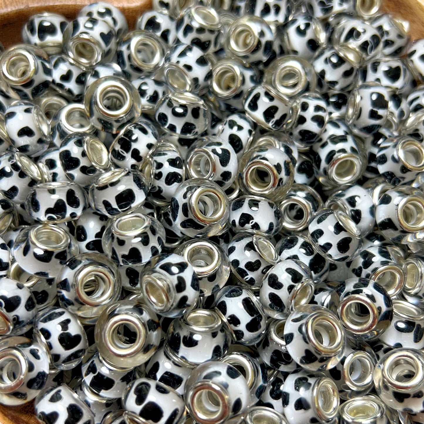 B/W Cow Print Acrylic Spacer Mix