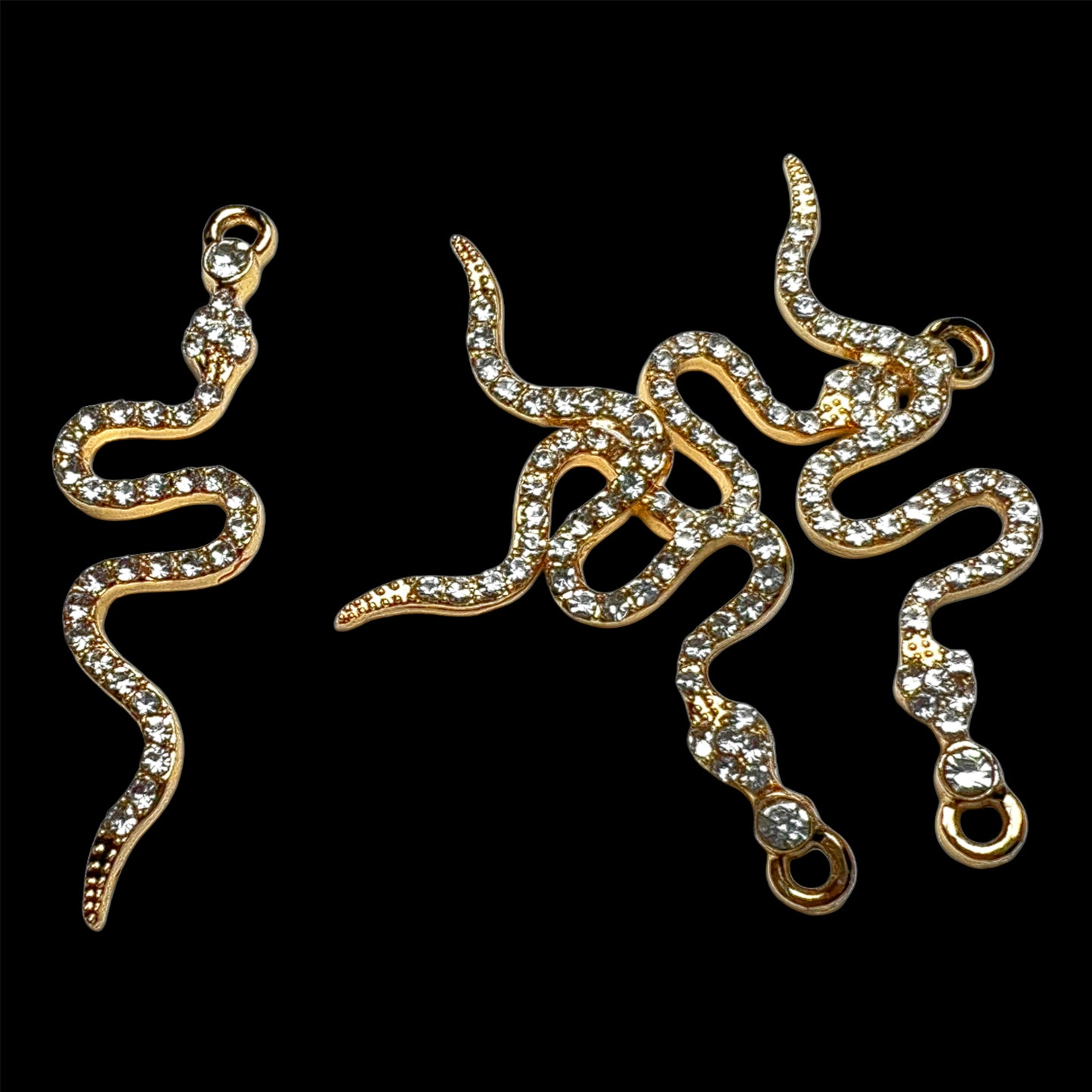 Gold Rhinestone Snake Charm