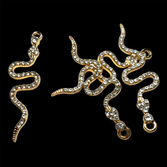 Gold Rhinestone Snake Charm