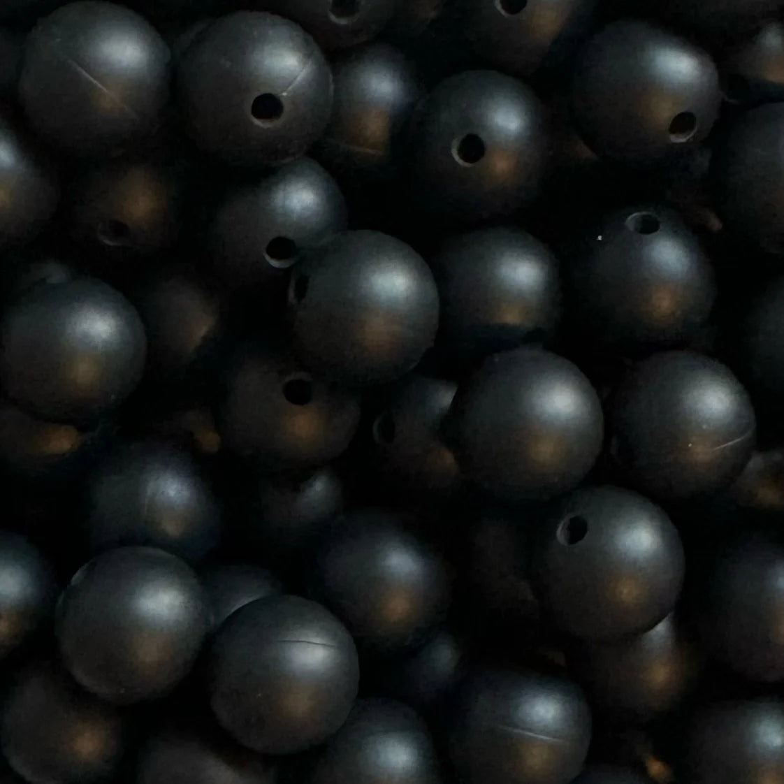 BLACK Matte Solid Silicone 15mm Bead