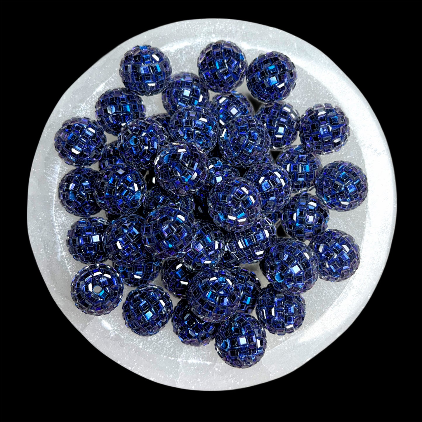 "Navy" Glass Disco Ball 20mm Clay Bead