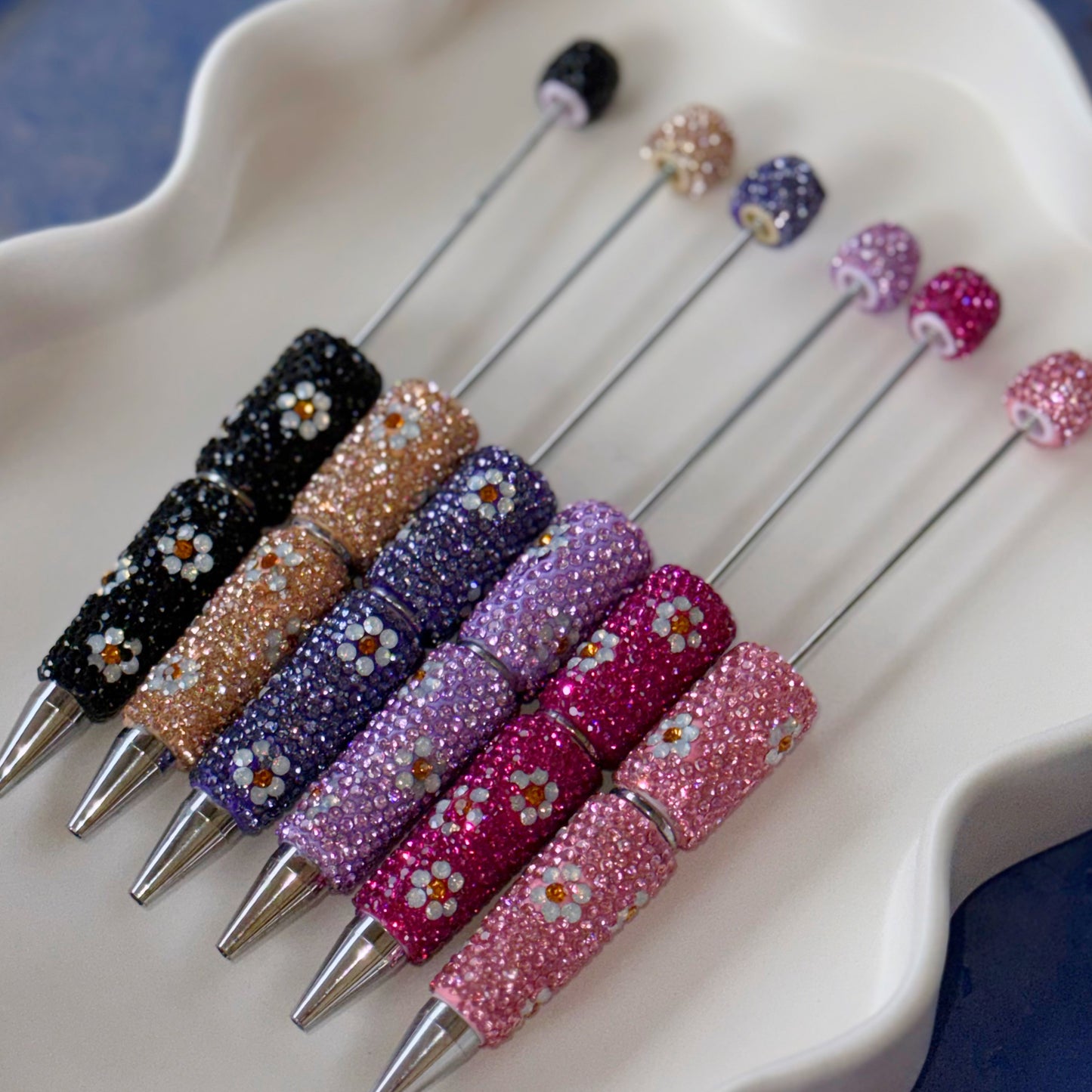 Fancy Rhinestone Daisy Bead-able Pens