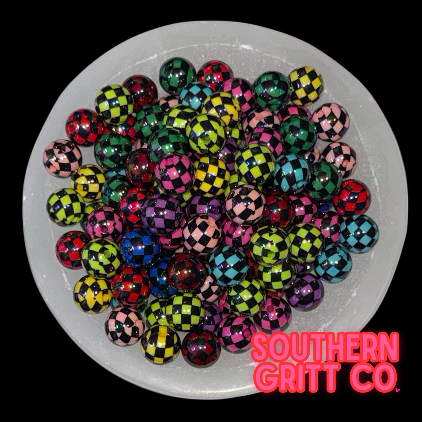 Deep Checkered 16mm Bead Mix