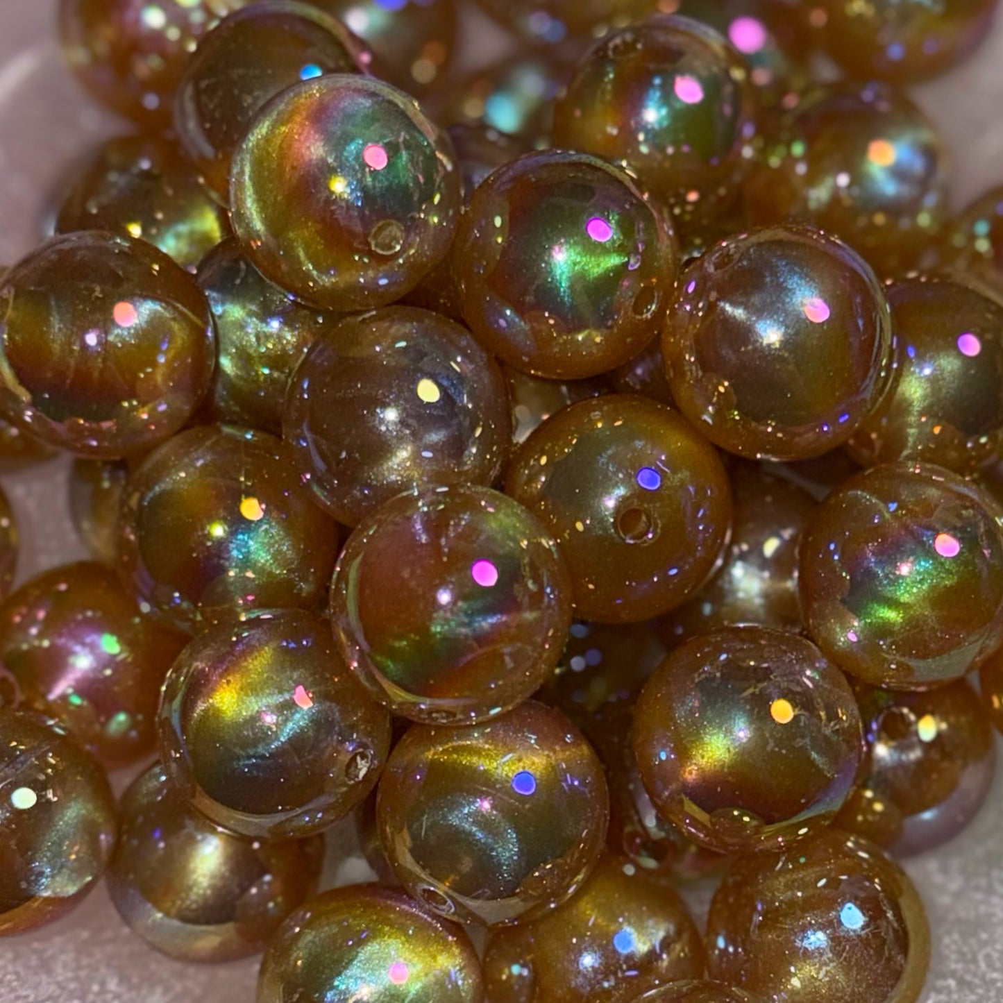 UV Iridescent Toffee Brown 20mm Acrylic Bead